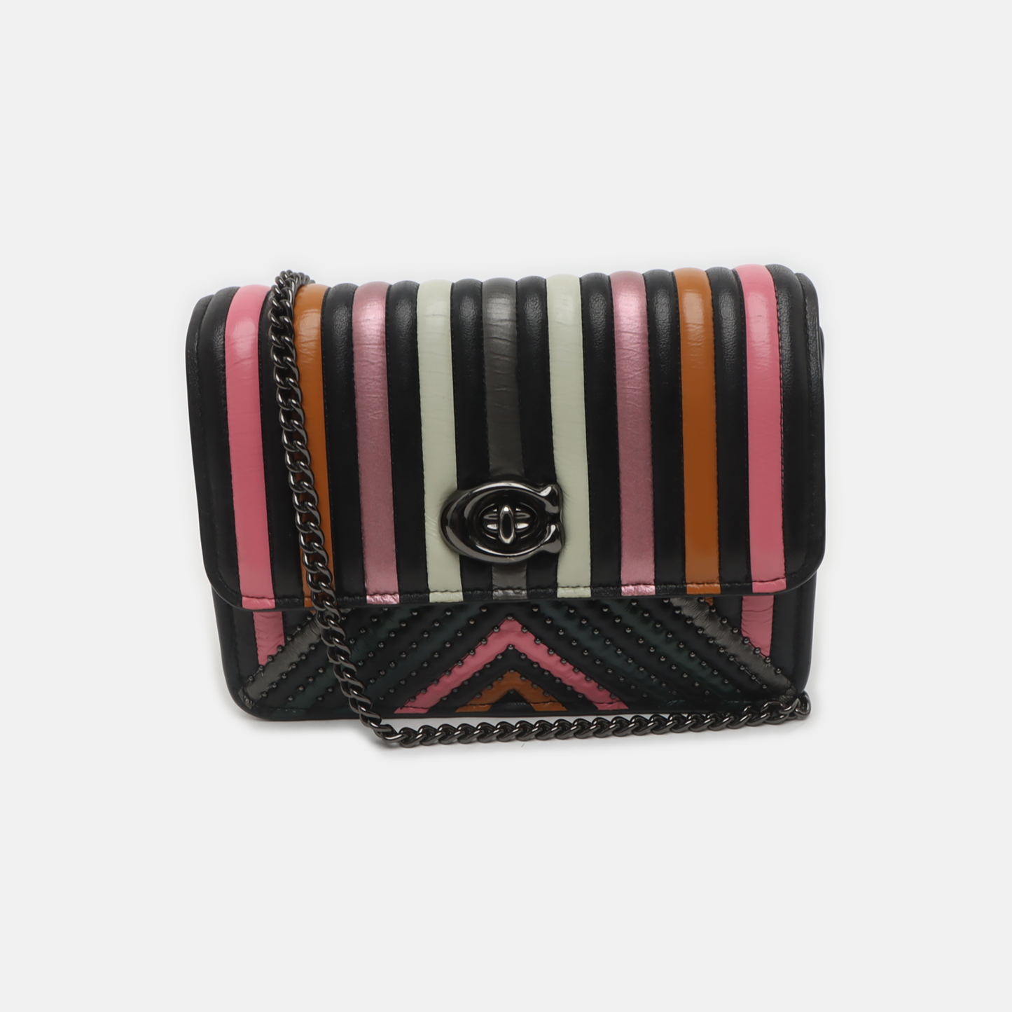 COACH PARKER 18 Color Blocked Leather Quilted Crossbody Shoulder Bag Black hardware-(SKU)-935973346