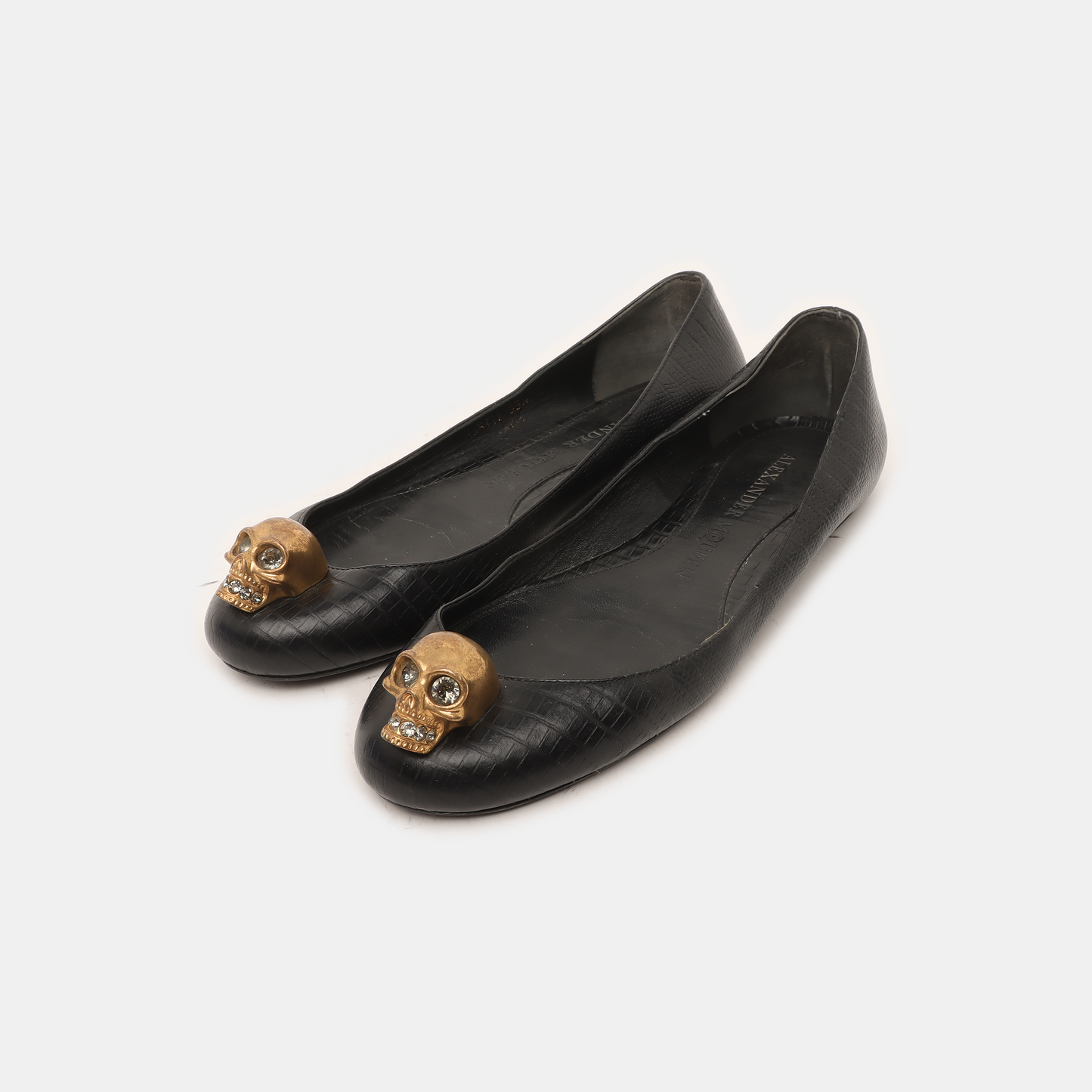 Alexander McQUEEN 35.5code Spring/Autumn Black Leather Women's Low-Cut Low-Heel Loafers-(SKU)-939893716