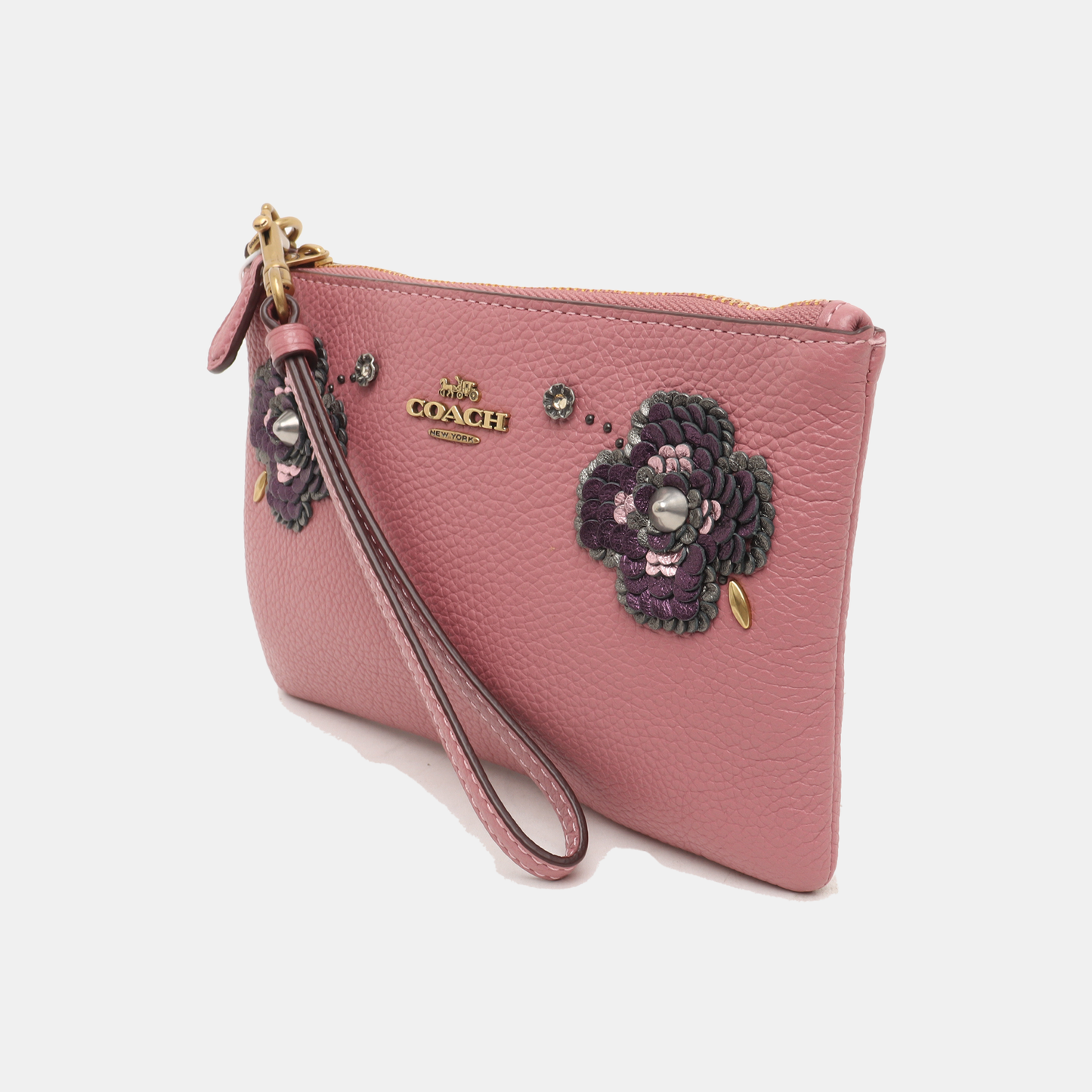 COACH Pink Leather Studs Carriage Handbag Golden hardware-(SKU)-937917474