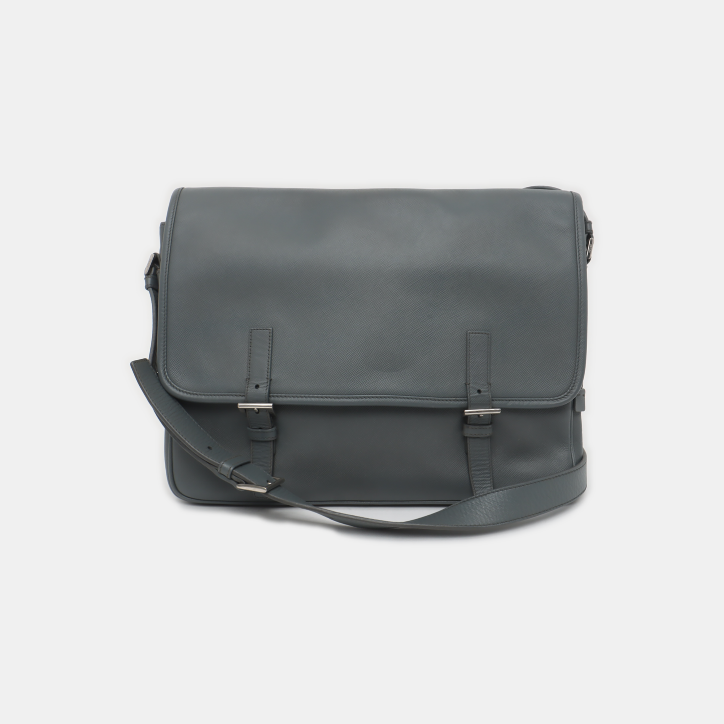 PRADA Dark Grey Cowhide Crosshatch shoulder bag Silver Hardware-(SKU)-938485965