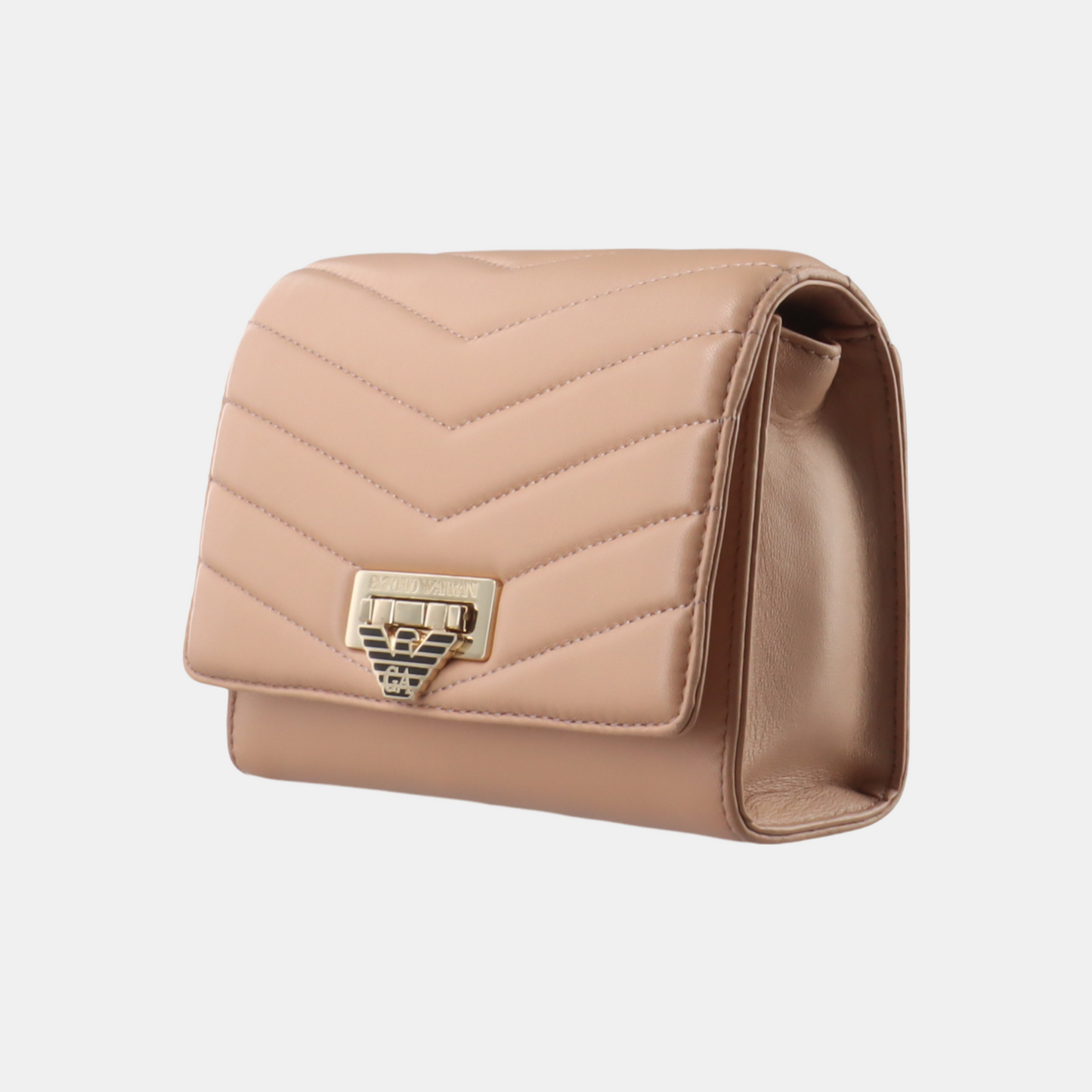 EMPORIO ARMANI Khaki Leather Quilted Shoulder Bag Golden hardware Removable shoulder strap-(SKU)-934447940