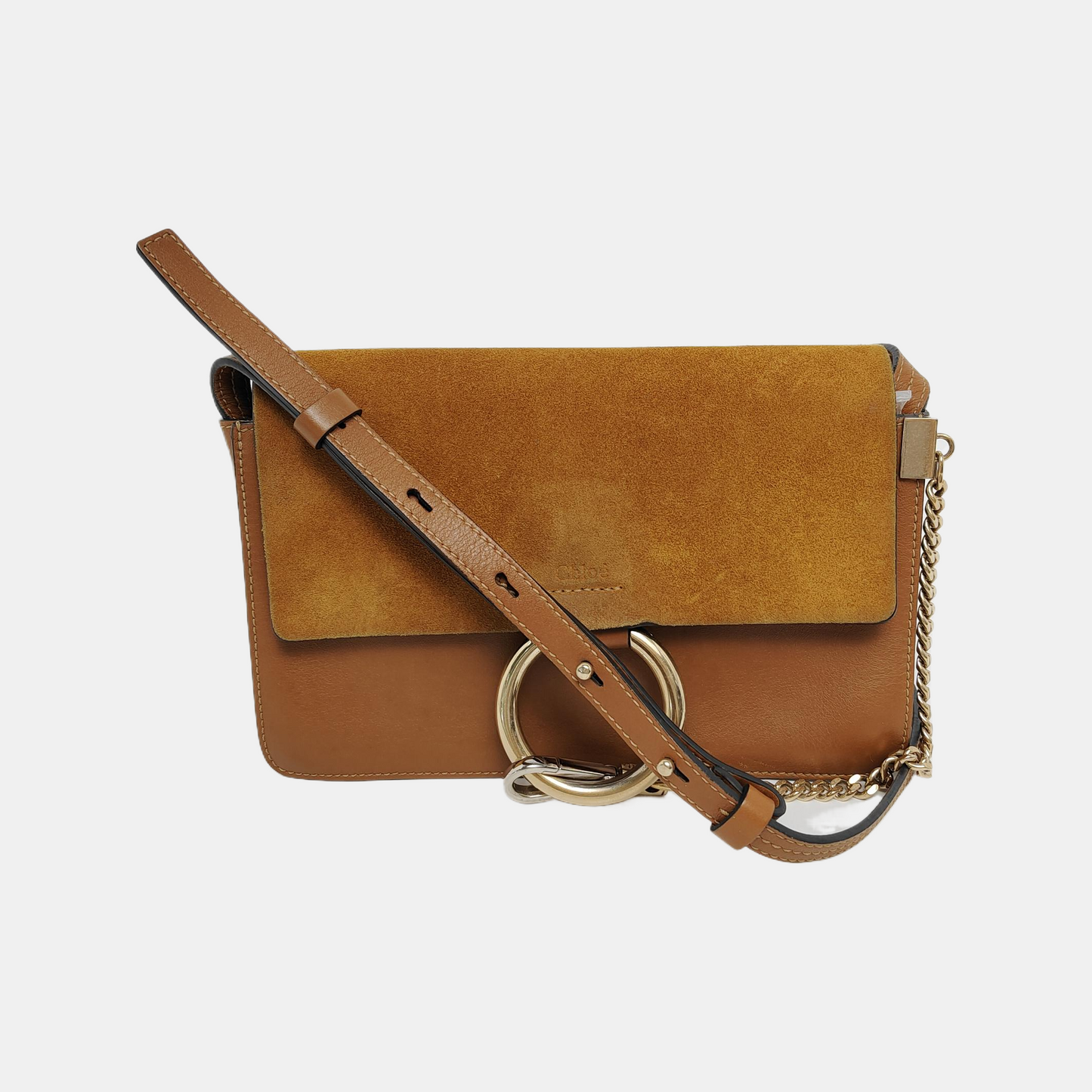 Chloé Faye Small size Brown Leather Crossbody Single Shoulder Bag Golden Silver Hardware-(SKU)-942554475
