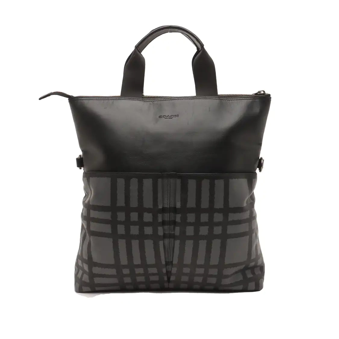 COACH Dark Gray Coated Canvas Single Shoulder Bag Tote Bag Crossbody Bag Gold Black Hardware Removable shoulder strap-(SKU)-14059889