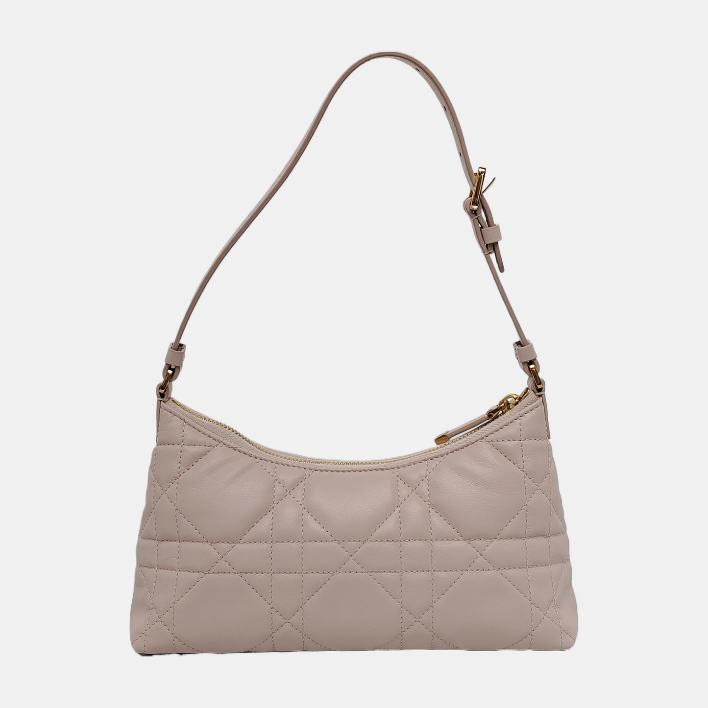 DIOR Miss Dior mini pink leather quilted diamond pattern crossbody bag gold hardware complete accessories-(SKU)-940345090