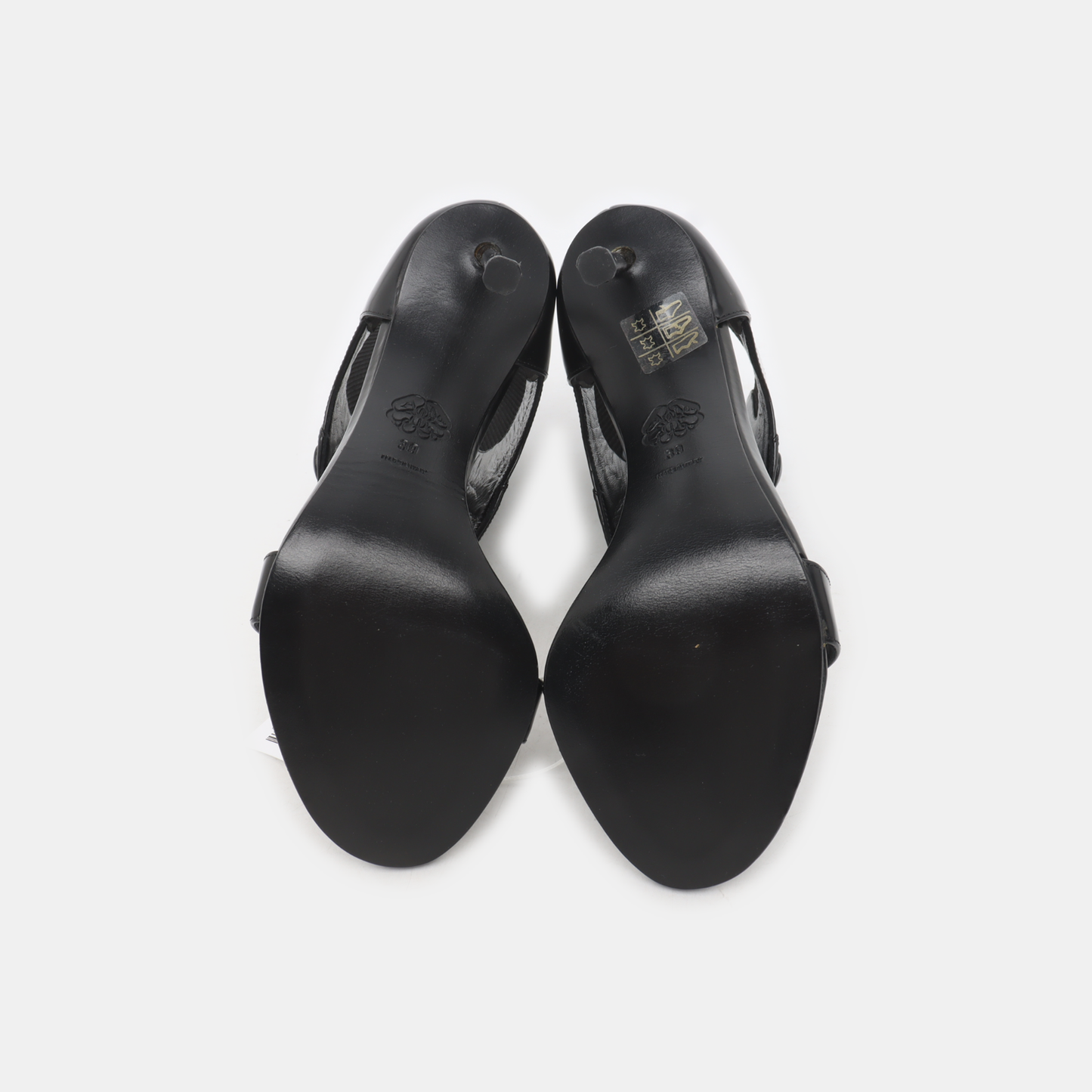 Alexander McQUEEN 39code Summer black leather mid-heel sandals for women-(SKU)-14467798