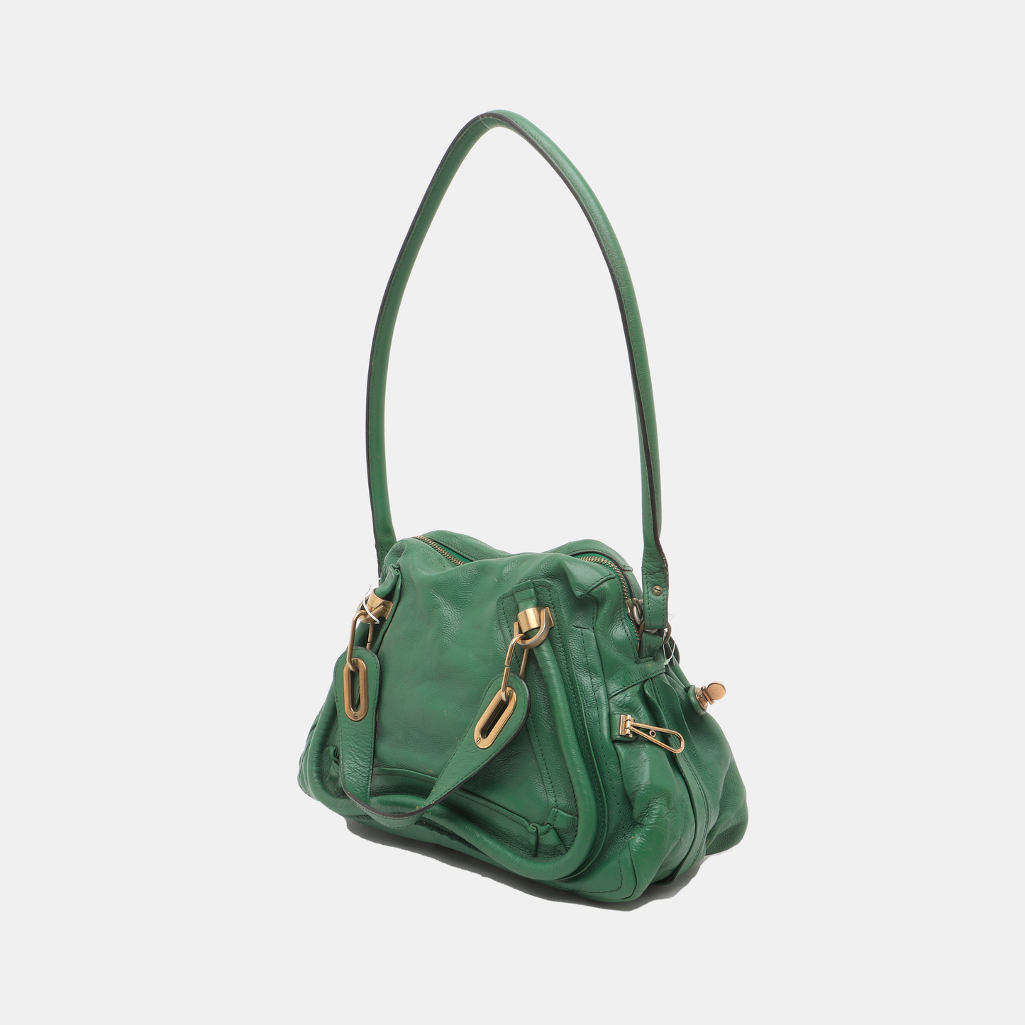 Chloé Paraty Medium size Green Leather Single Shoulder Bag Golden hardware Removable shoulder strap-(SKU)-14336695