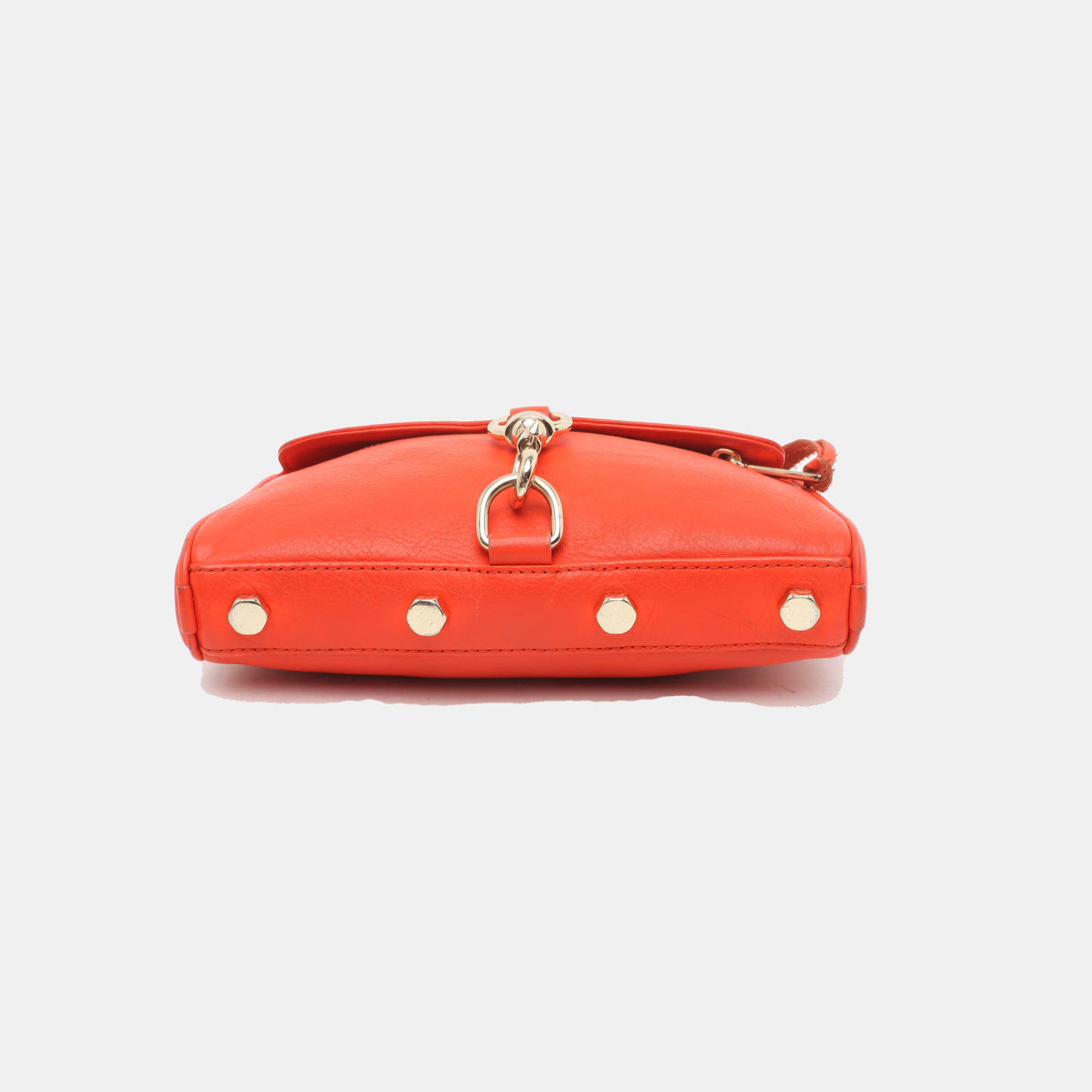 REBECCA MINKOFF M.A.C. Orange Red Cowhide Single Shoulder Bag, Crossbody Golden hardware Removable shoulder strap-(SKU)-935255906