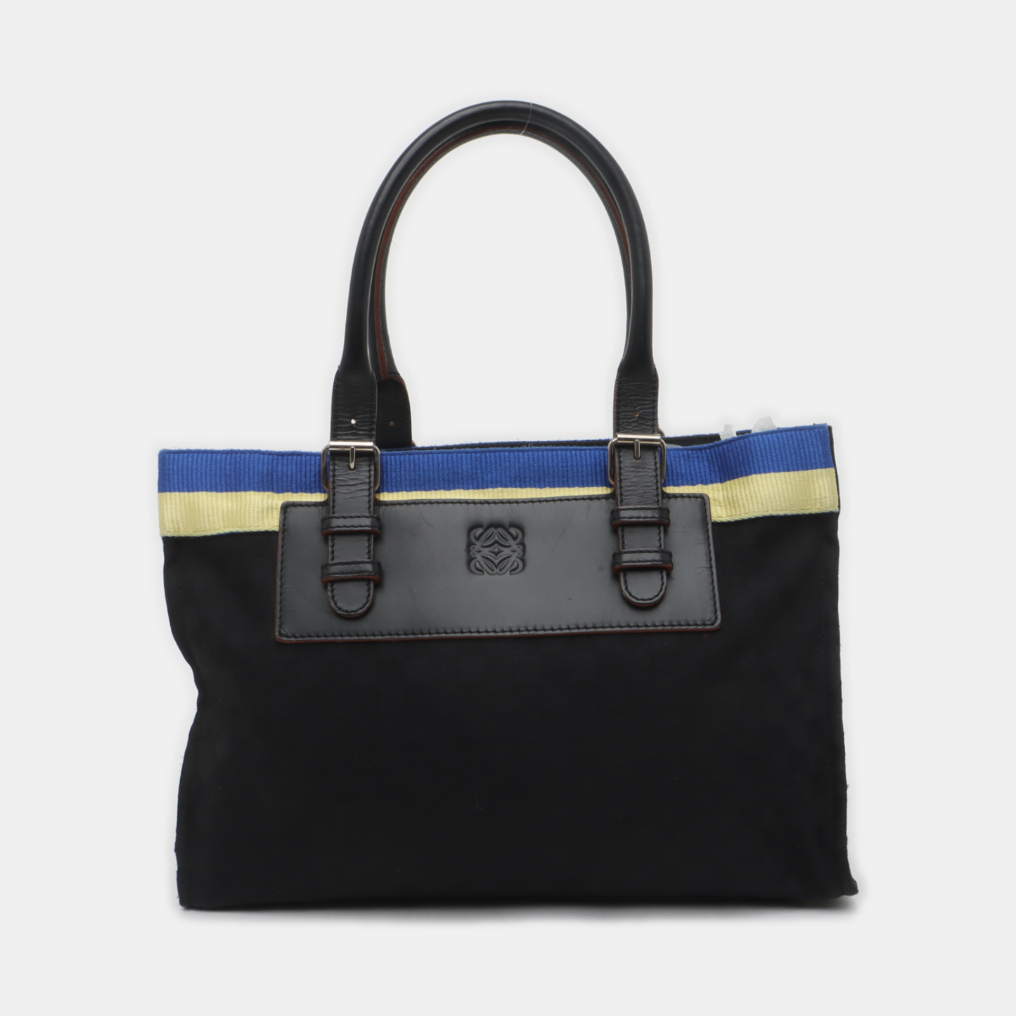 LOEWE Tote bag Black Fabric Single Shoulder Bag Handbag Silver Hardware shoulder straps-(SKU)-935826697
