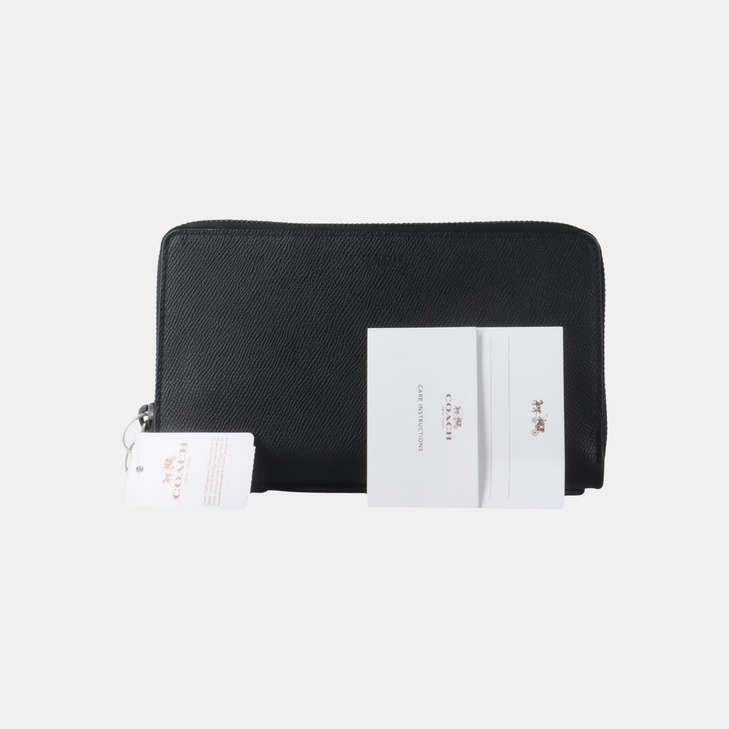 COACH Black Leather Clutch Black hardware Vintage model-(SKU)-931190990