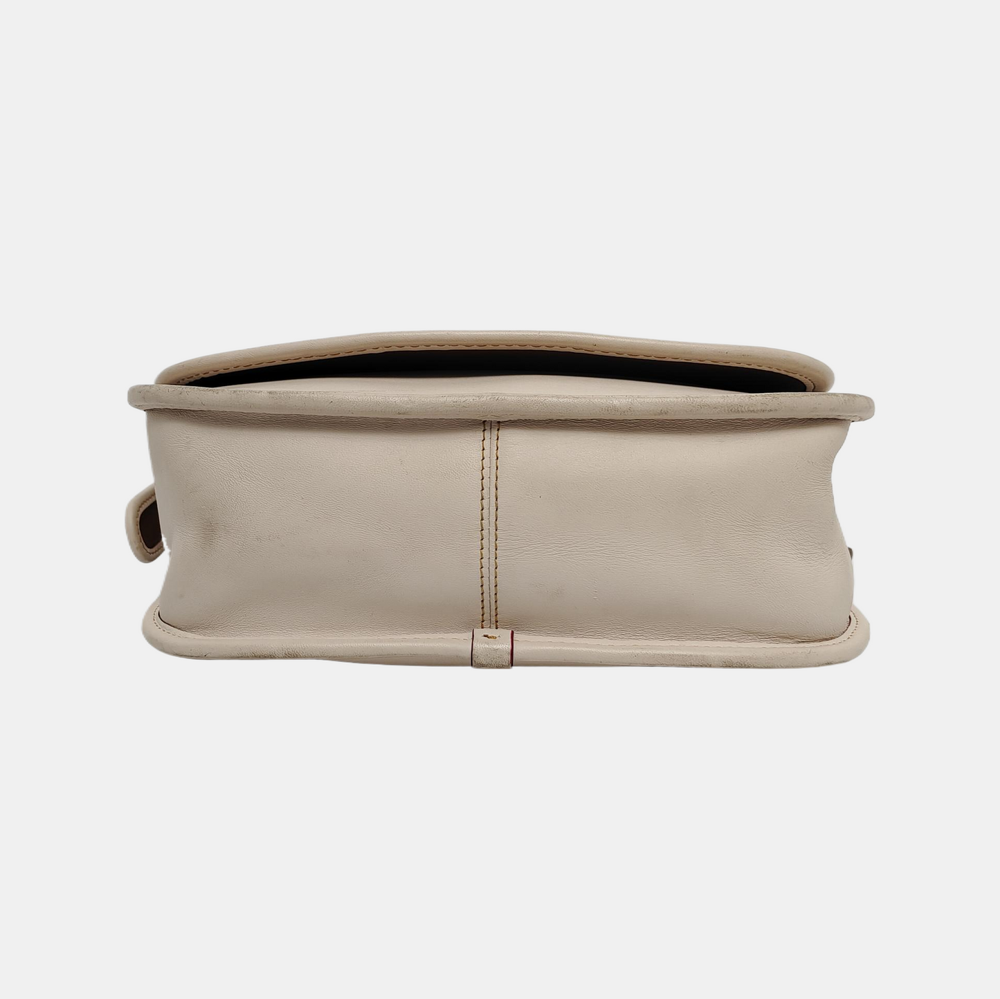 COACH SADDLE 23 Beige Leather Print Crossbody, Single Shoulder Bag Ruthenium color hardware Removable shoulder strap-(SKU)-944545101