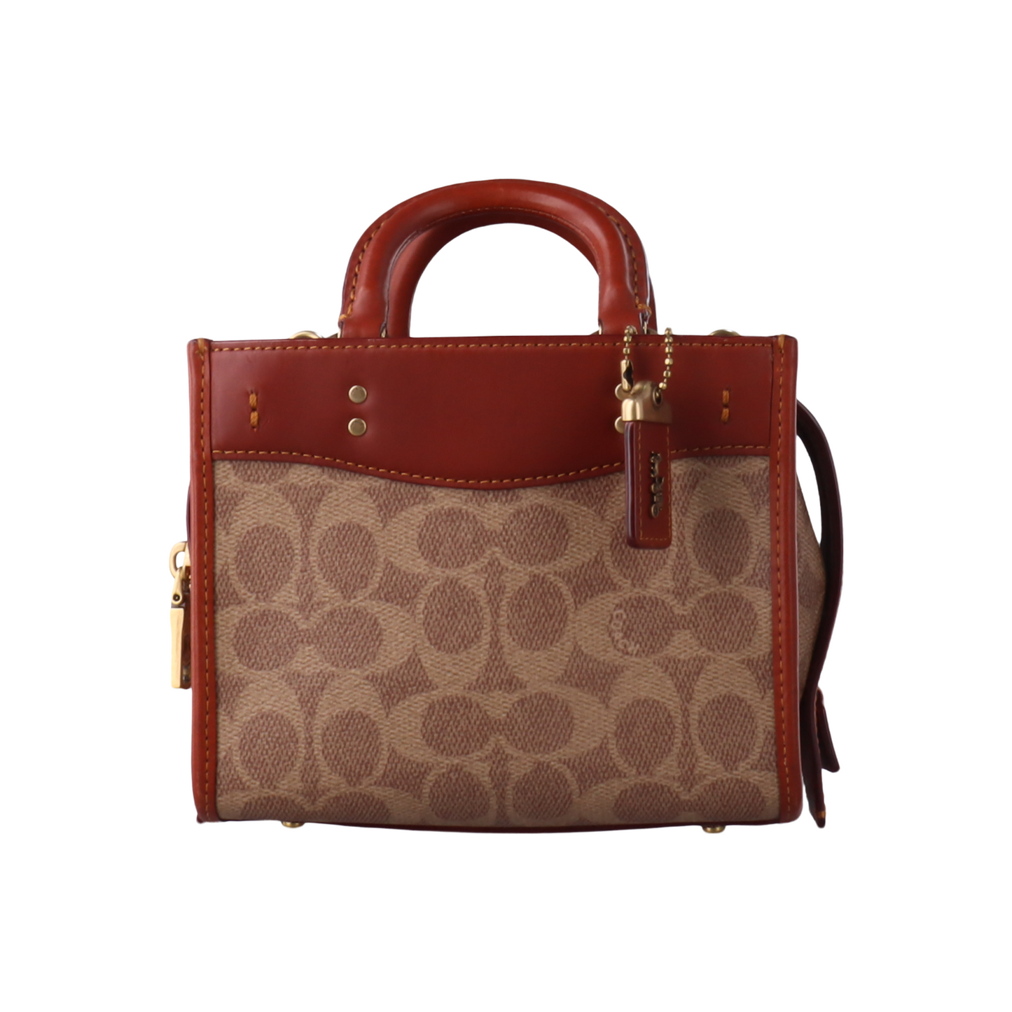 COACH ROGUE Khaki Coated Canvas Monogrammed Print Crossbody Bag Golden hardware Removable shoulder strap-(SKU)-929195258