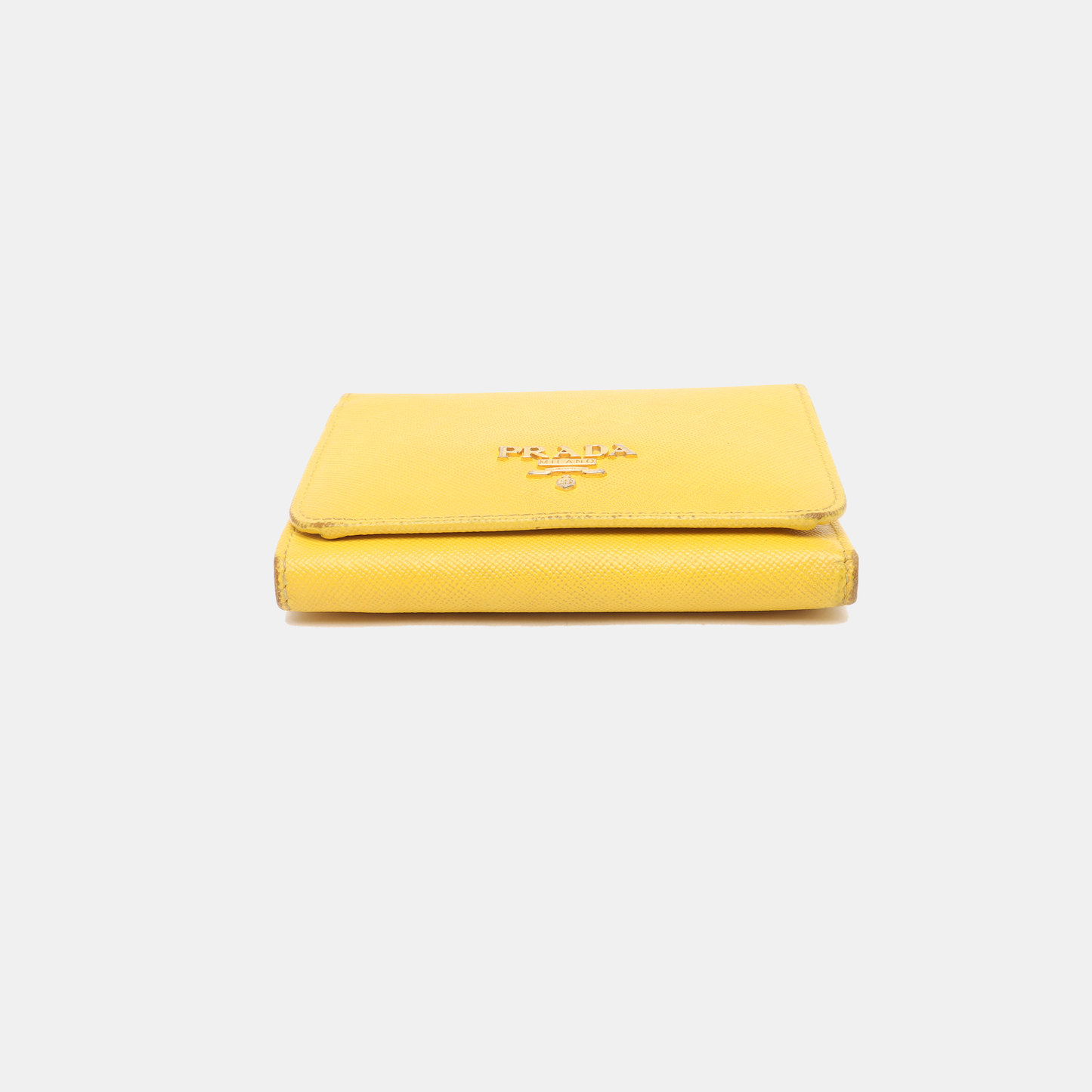 PRADA Yellow Cowhide Cross Grain Wallet Golden hardware-(SKU)-938135493