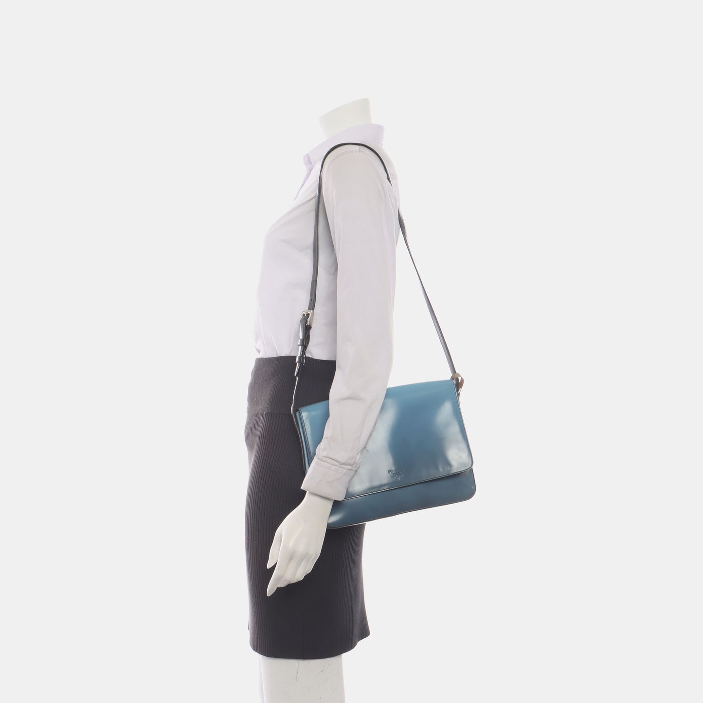 PRADA Blue cowhide single shoulder bag Silver Hardware-(SKU)-935766578
