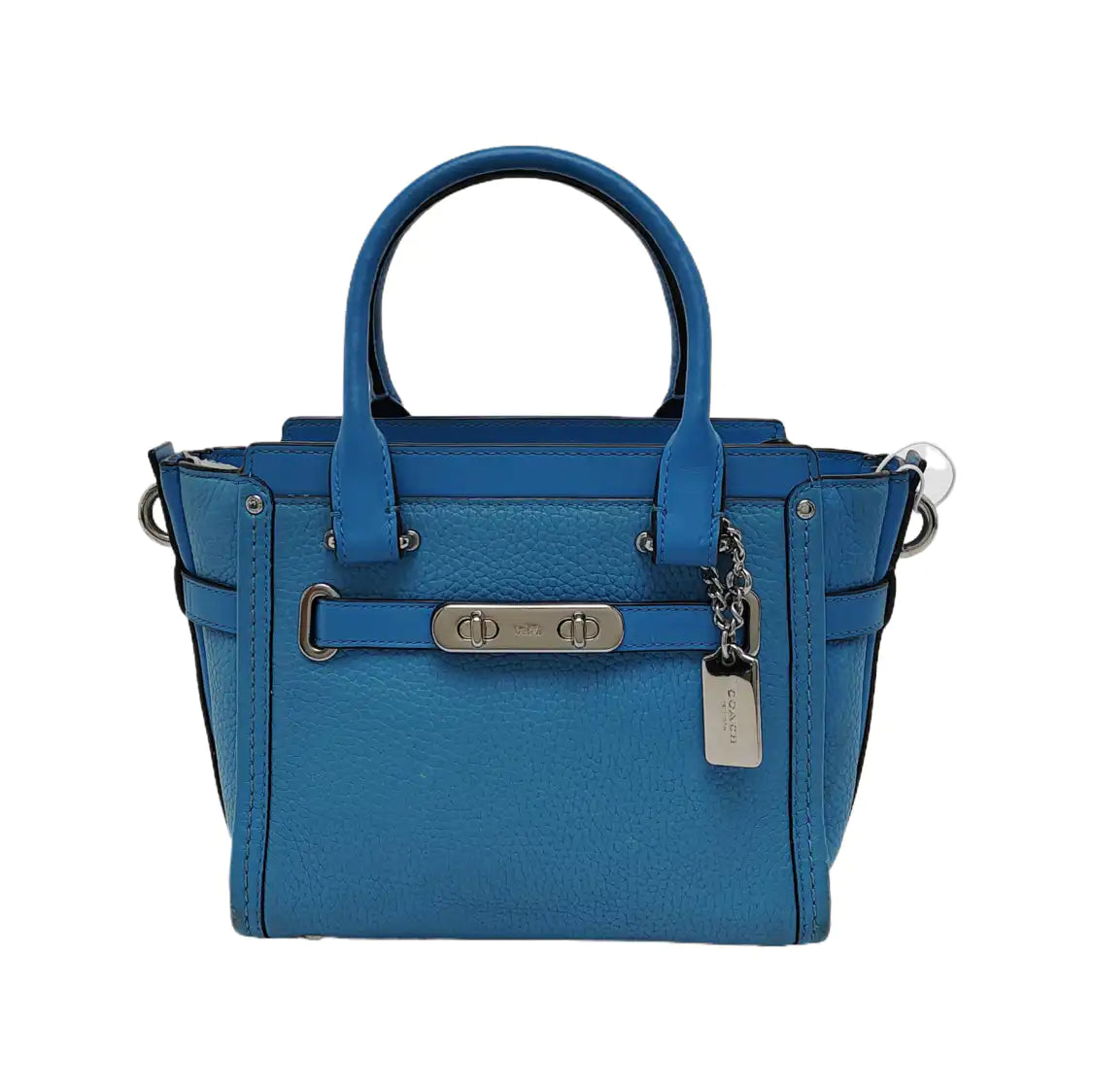 COACH SWAGGER Blue Cowhide Single Shoulder Bag Sling Bag Tote Silver Hardware Removable shoulder strap-(SKU)-940539626
