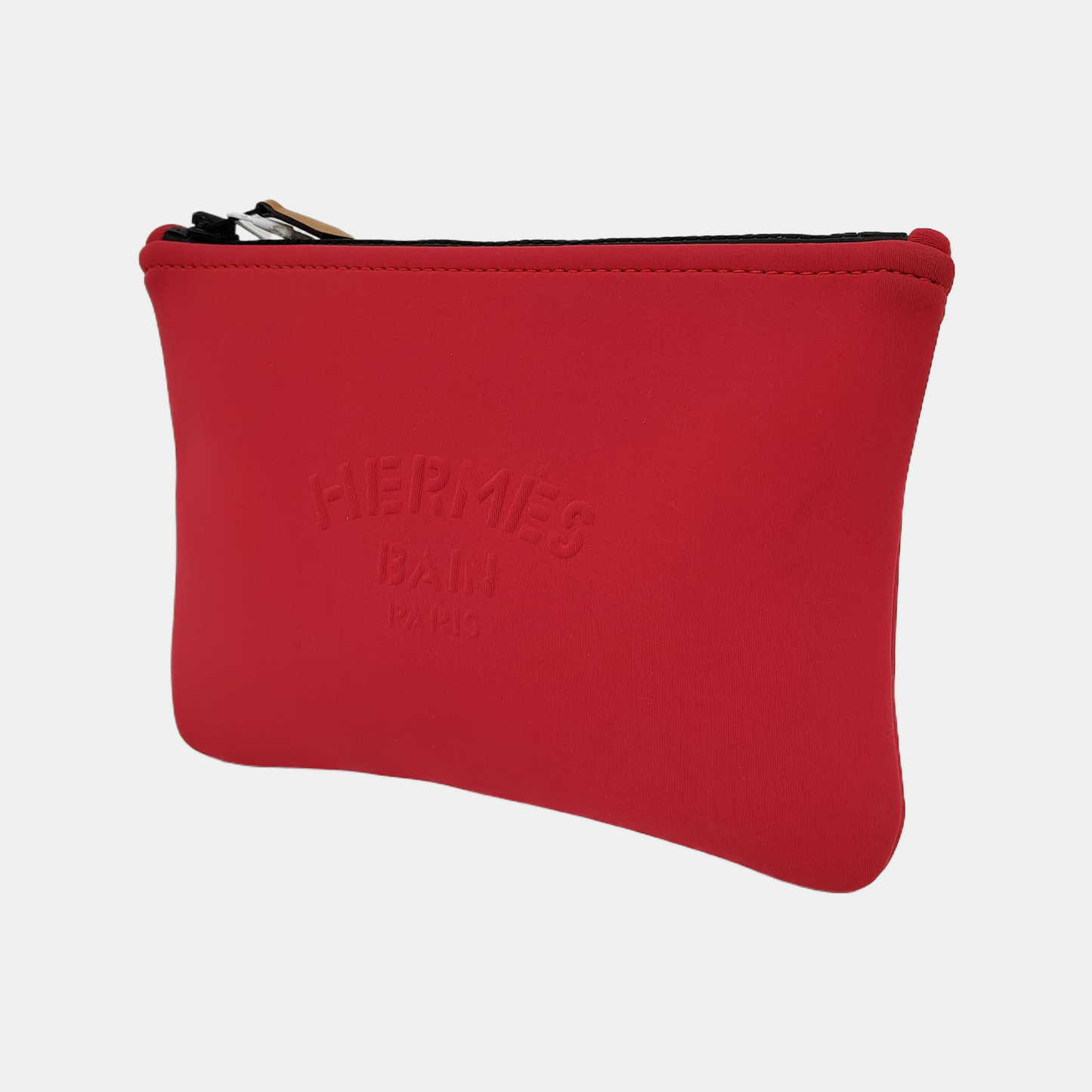 HERMÈS Neobain Small size Peony Red Fabric Embossed Handbag Black hardware-(SKU)-942554497