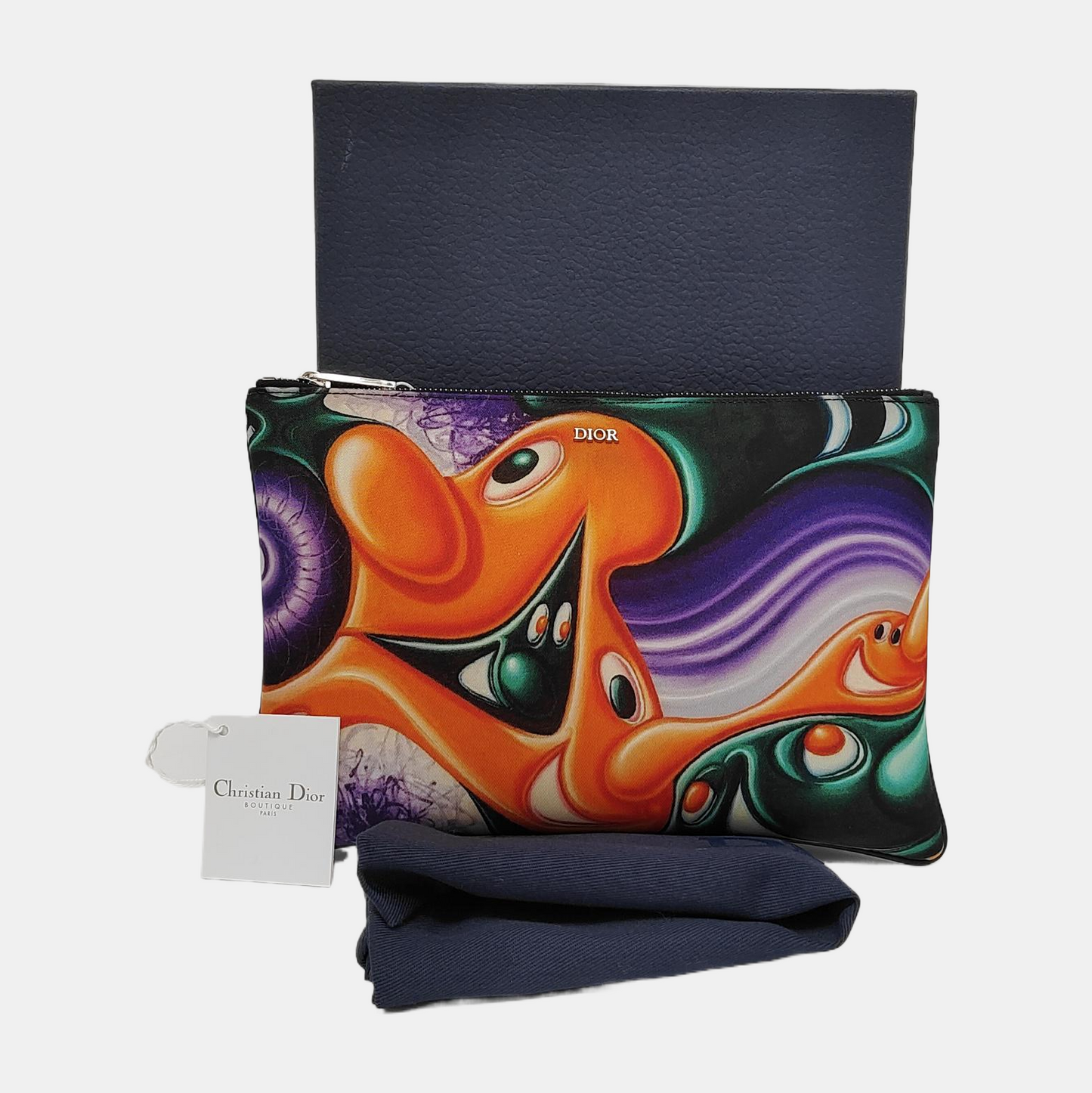 DIOR Multicolor Fabric Printed Handbag Clutch Silver Hardware Complete Accessories-(SKU)-944822771