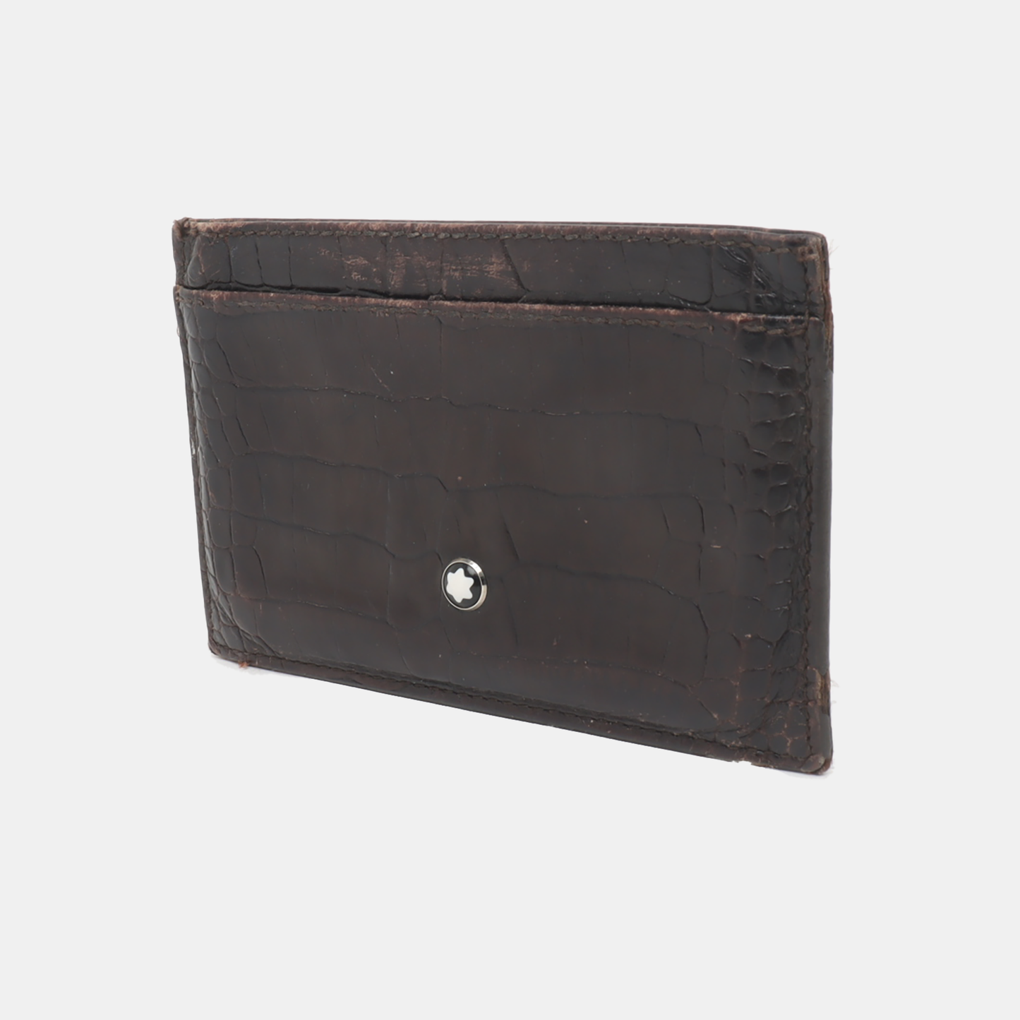 MONTBLANC Black Leather Textured Card Case Silver Hardware-(SKU)-938883863