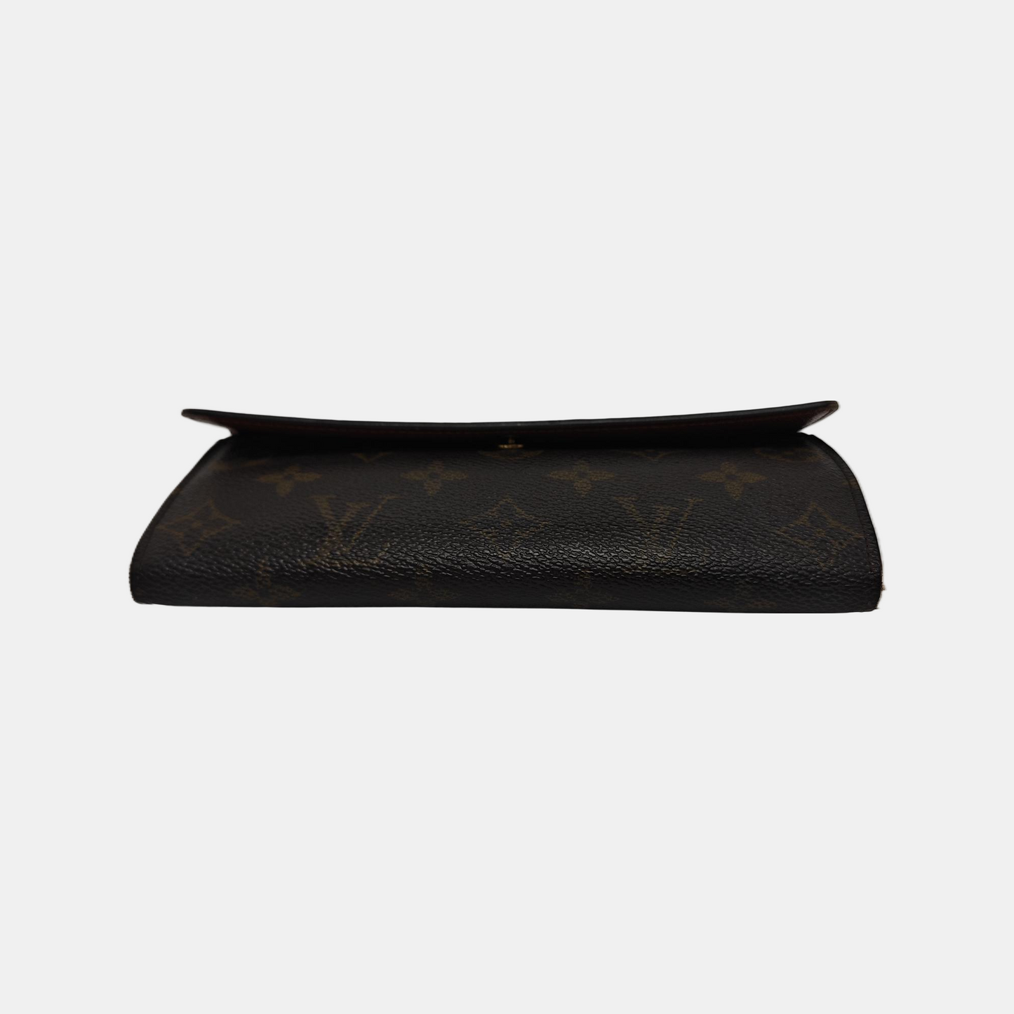 LOUIS VUITTON PORTE MONNAIE Large size Brown coated canvas vintage wallet Golden hardware-(SKU)-944949286