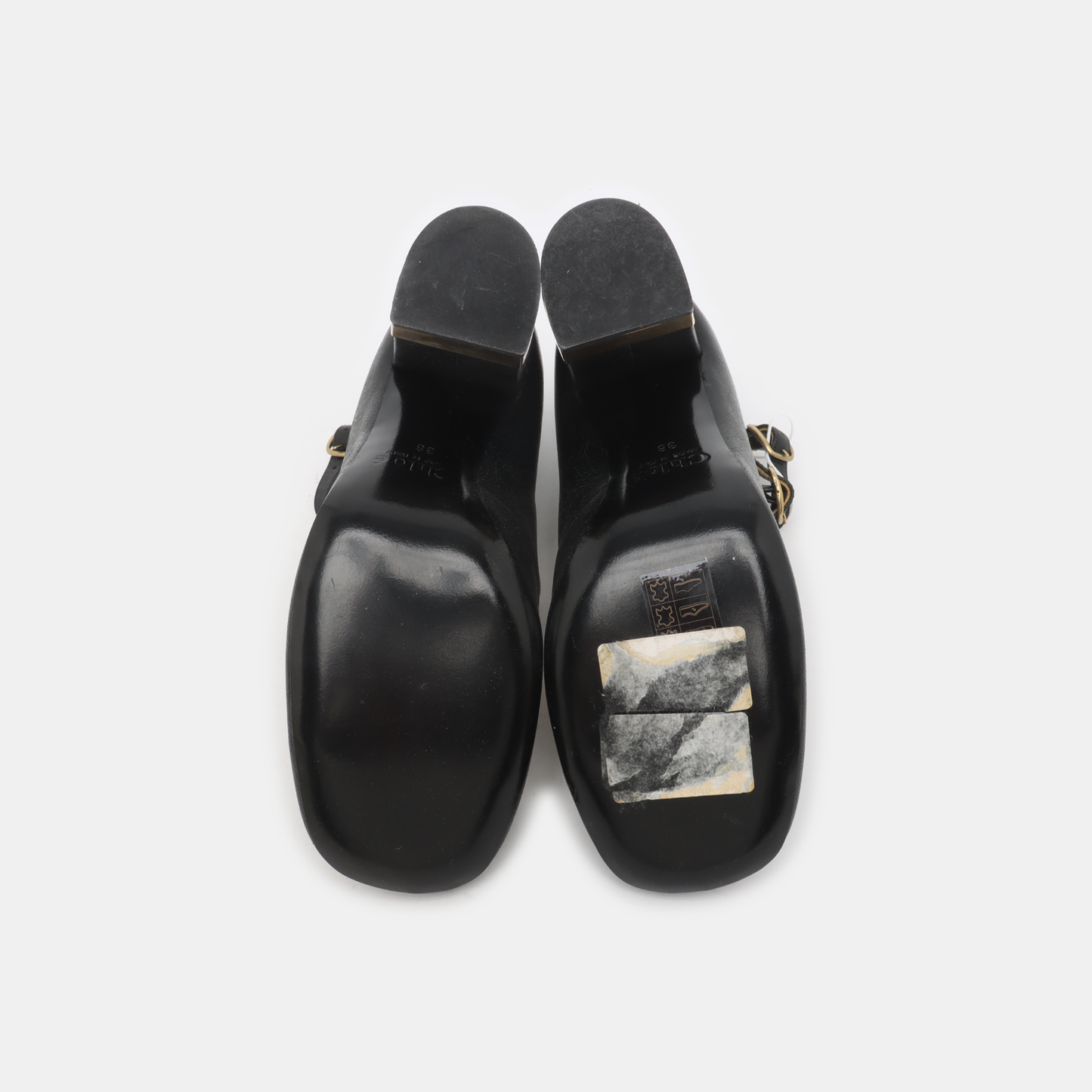 Chloé 38code Autumn and Spring Black Leather Women's High Heels-(SKU)-928396042