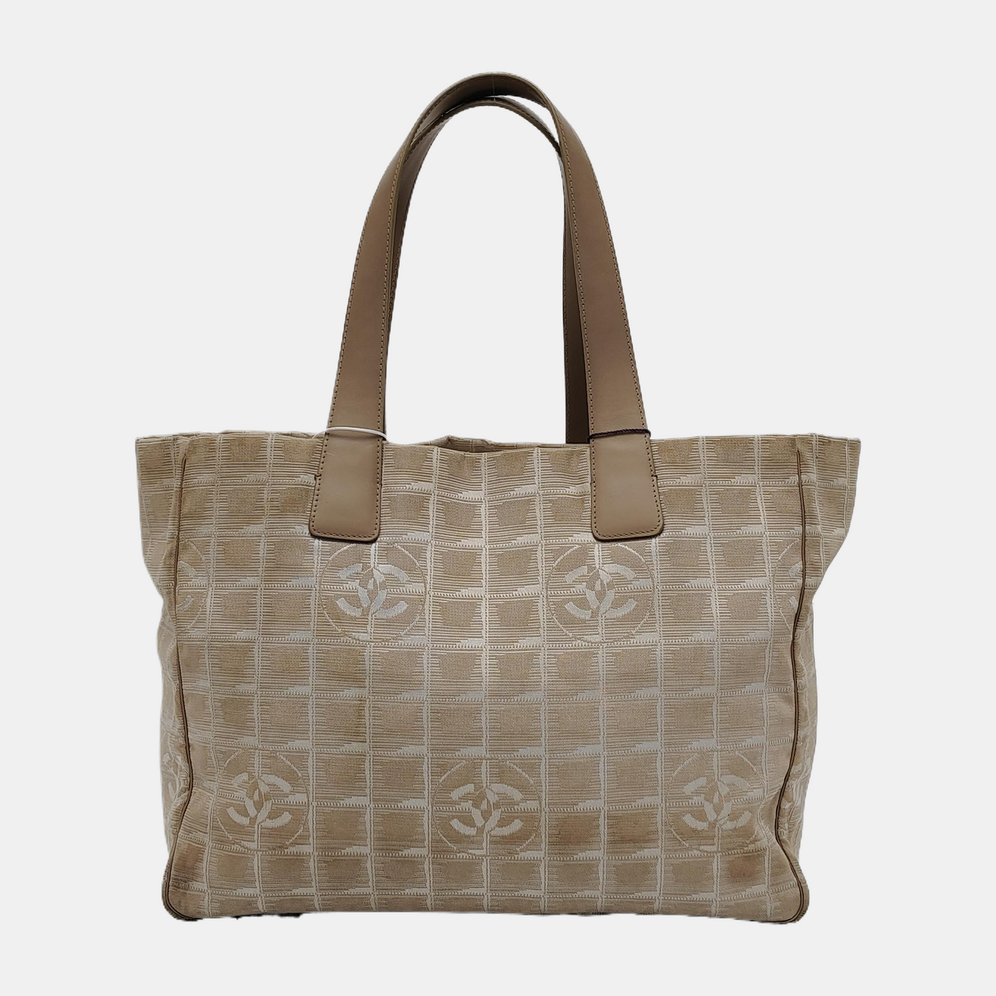 CHANEL TRAVEL LINE Ivory Fabric Ice Grid Single Shoulder Bag Tote Bag Golden hardware 9nan-(SKU)-944131983