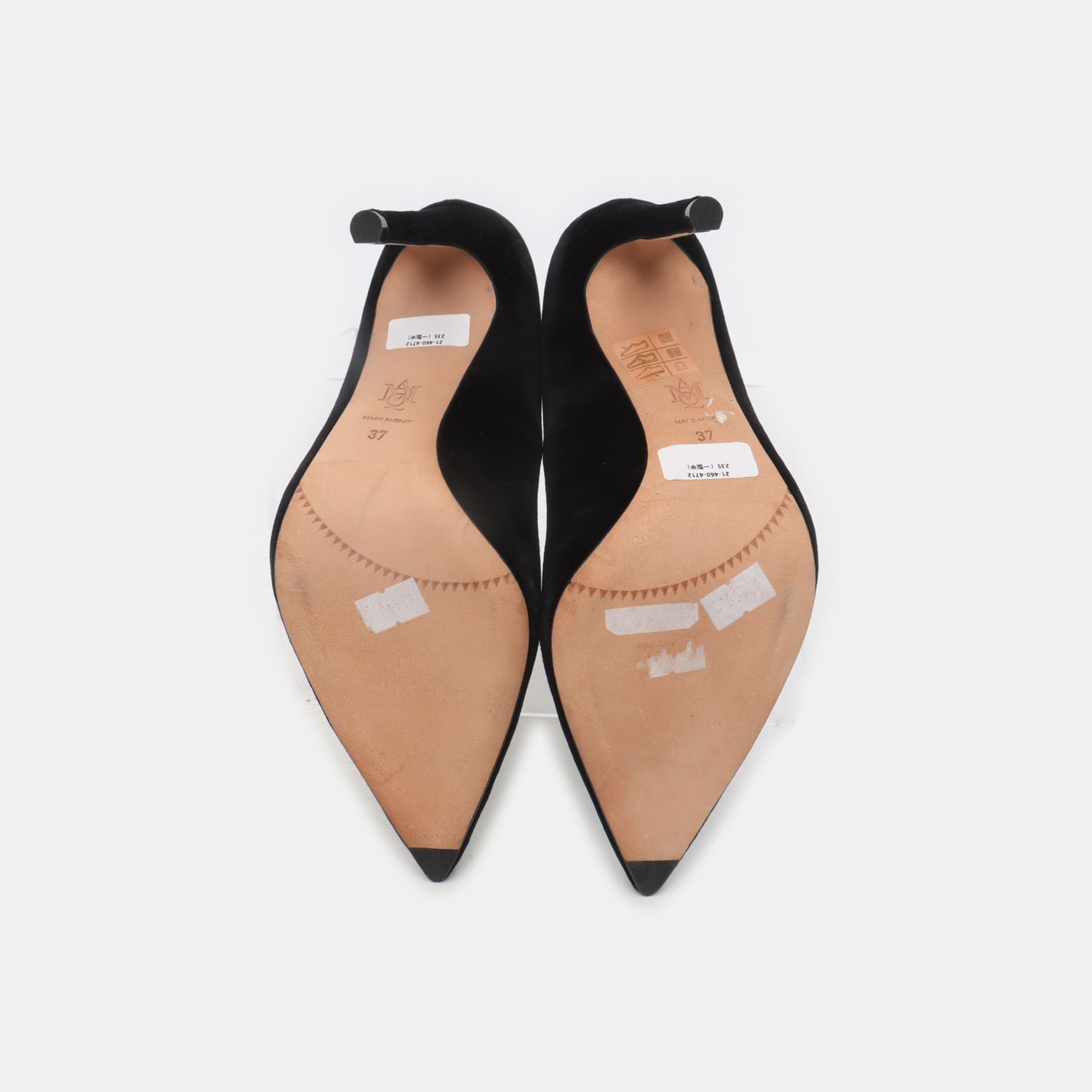 Alexander McQUEEN 37code Summer Black Suede Leather Women's High Heels-(SKU)-13863672
