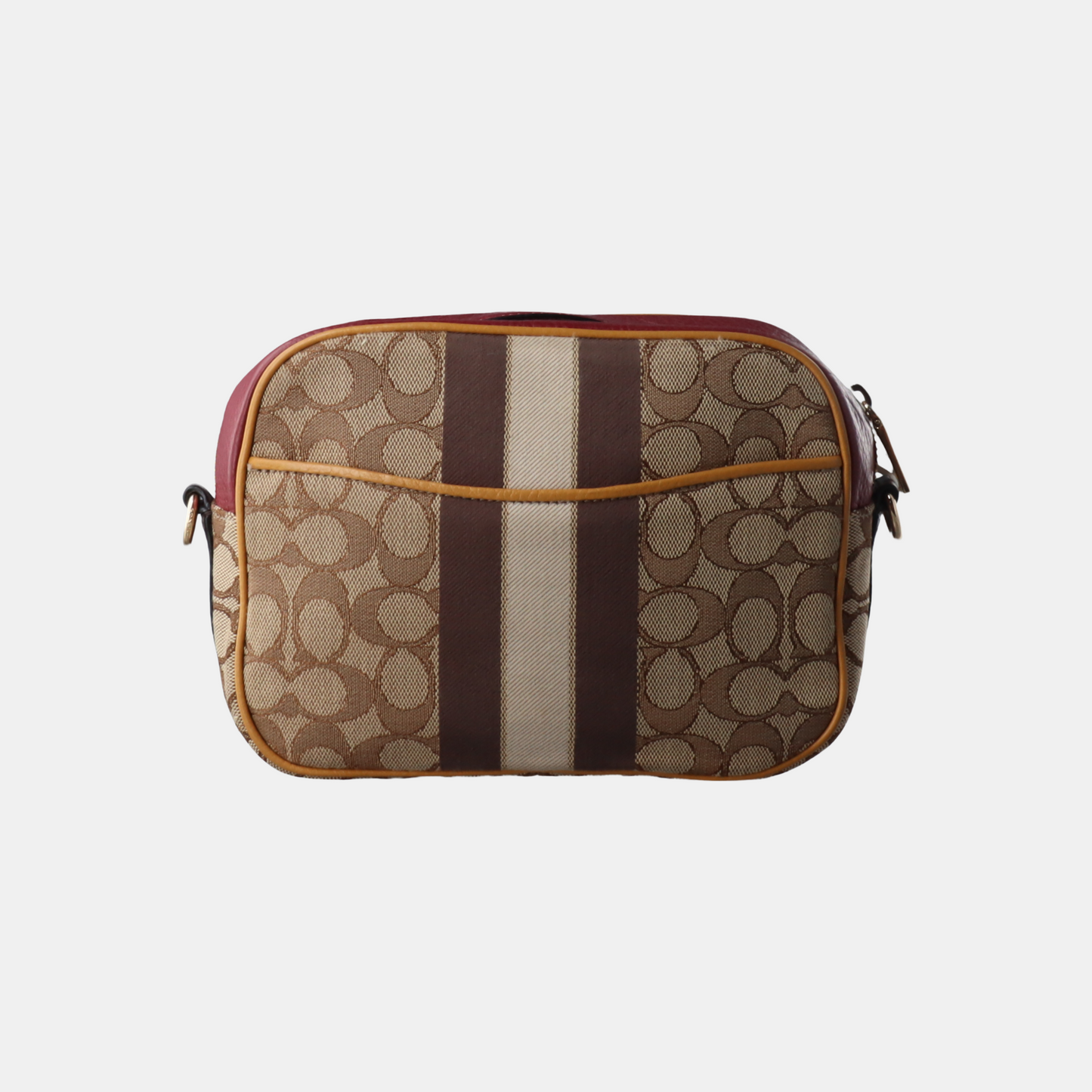 COACH DEMPSEY Brown Coated Canvas Wicker Plaid Apple Bag Crossbody Bag Single Shoulder Bag Golden hardware Removable shoulder strap-(SKU)-928259007