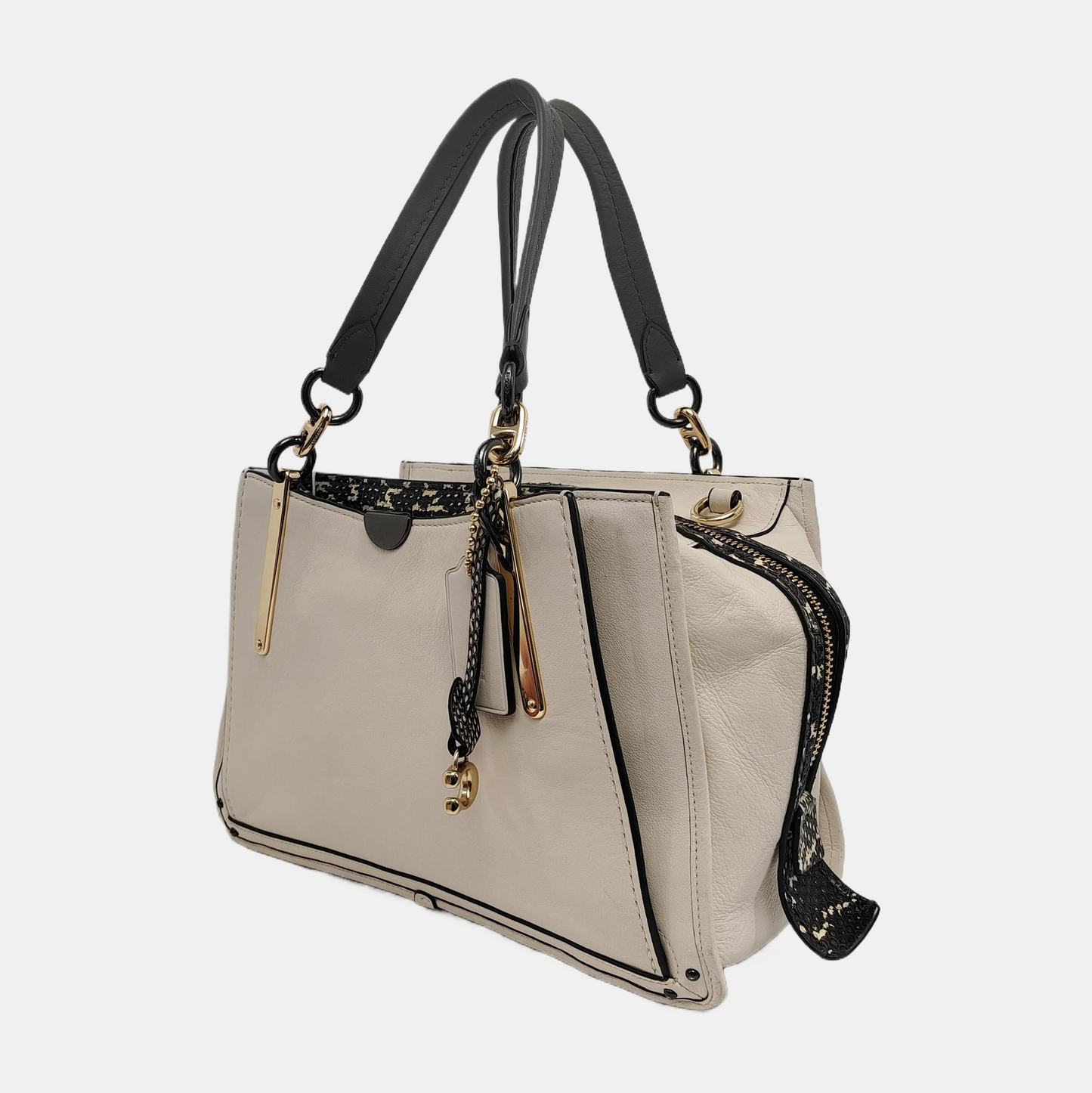 COACH DREAMER Beige Leather Single Shoulder Bag Handbag Crossbody Golden hardware Removable shoulder strap-(SKU)-940749659