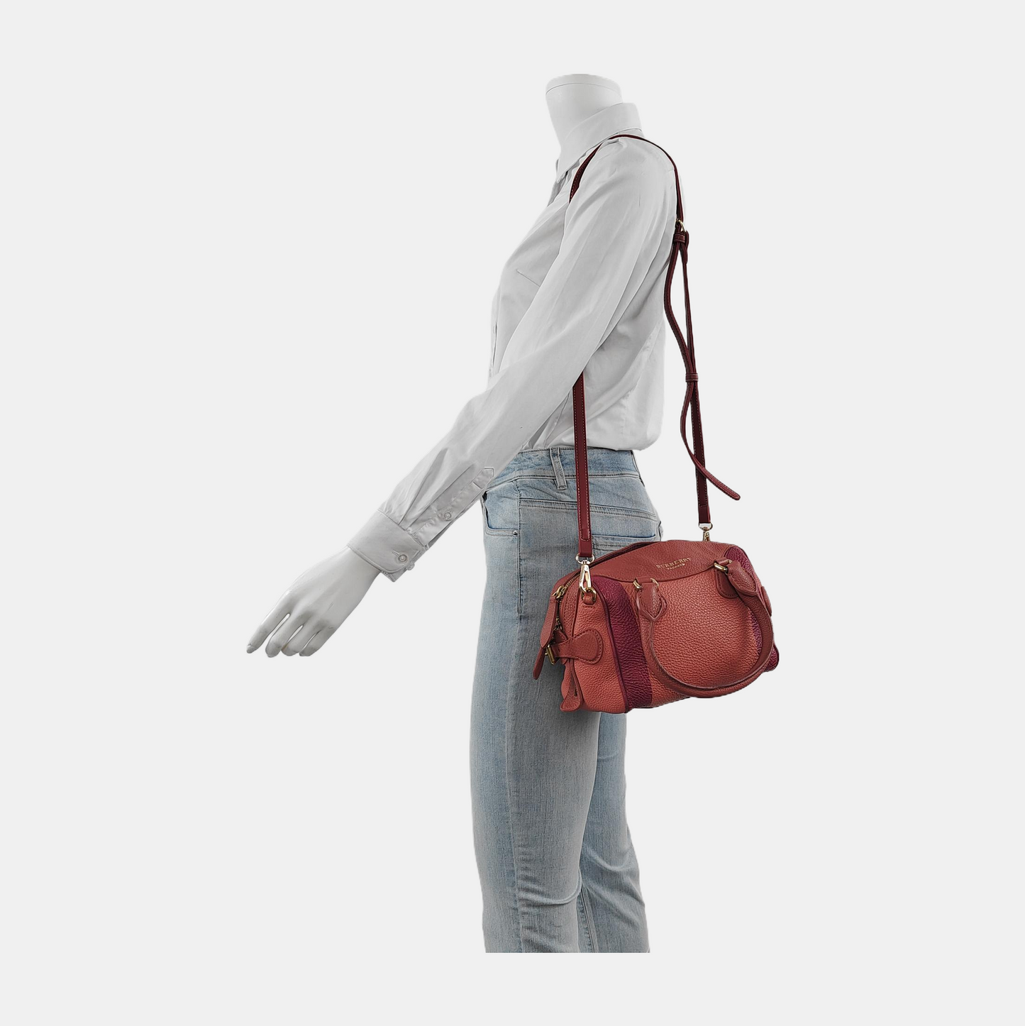 BURBERRY Orange Cowhide Single Shoulder Bag Handbag Crossbody Bag Golden hardware-(SKU)-943185246