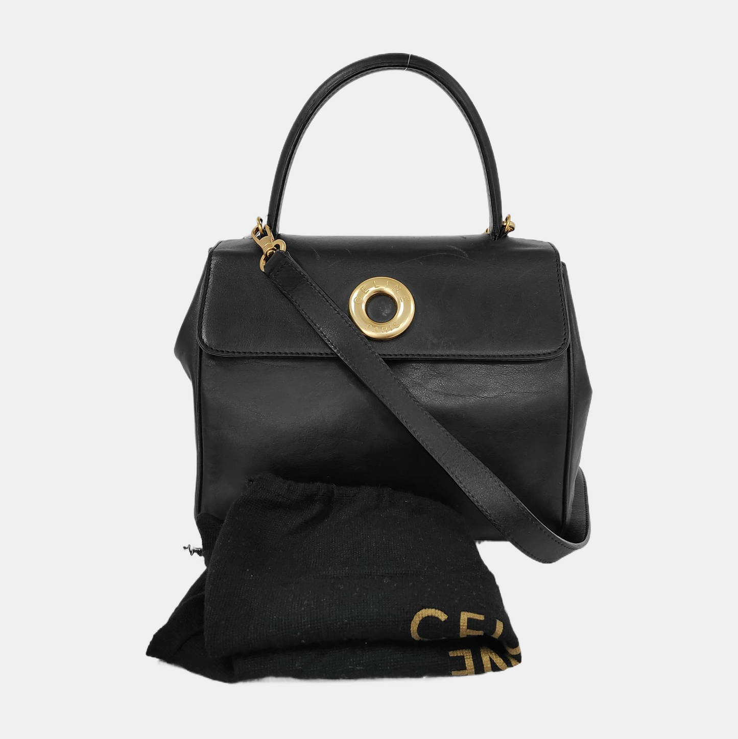 CELINE Tote bag Black Cowhide Single Shoulder Bag Tote Bag Golden hardware Removable shoulder strap-(SKU)-944455905