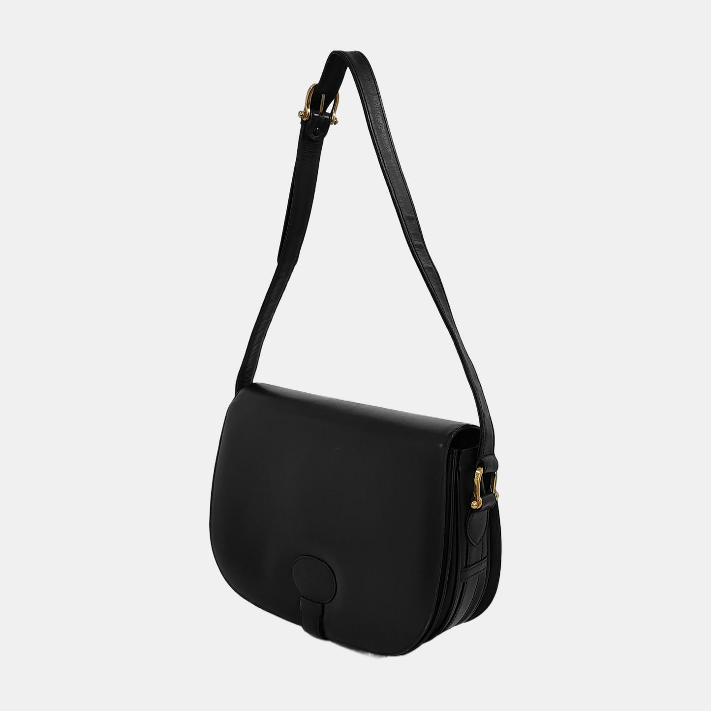 CELINE Black Leather Patchwork Single Shoulder Bag Golden hardware-(SKU)-941503752