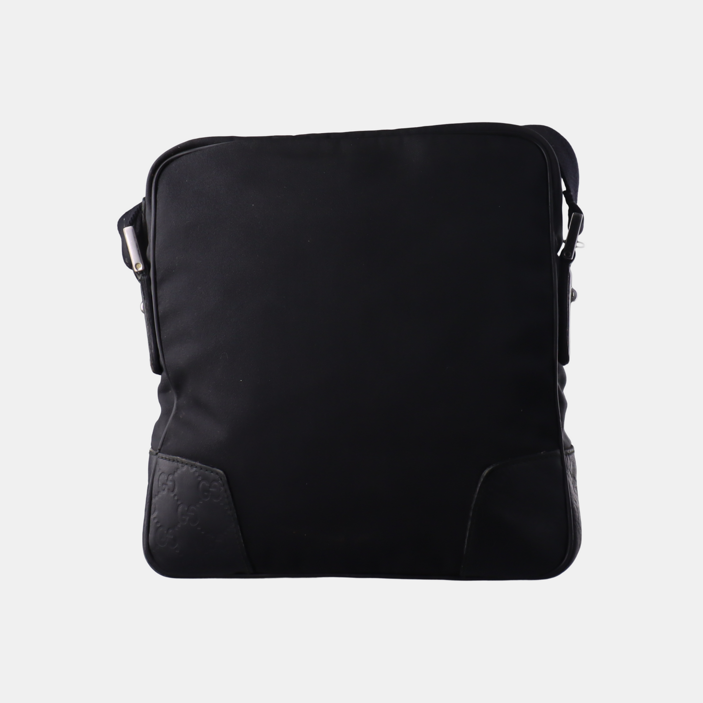 GUCCI Messenger Black fabric textured crossbody single shoulder bag Silver Hardware-(SKU)-928563851