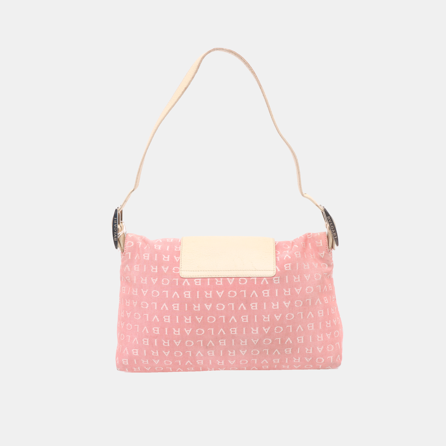 BVLGARI LA MANIE DES LOGOS Pink Canvas Jacquard Crossbody Shoulder Bag Silver Hardware Removable shoulder strap-(SKU)-13296603