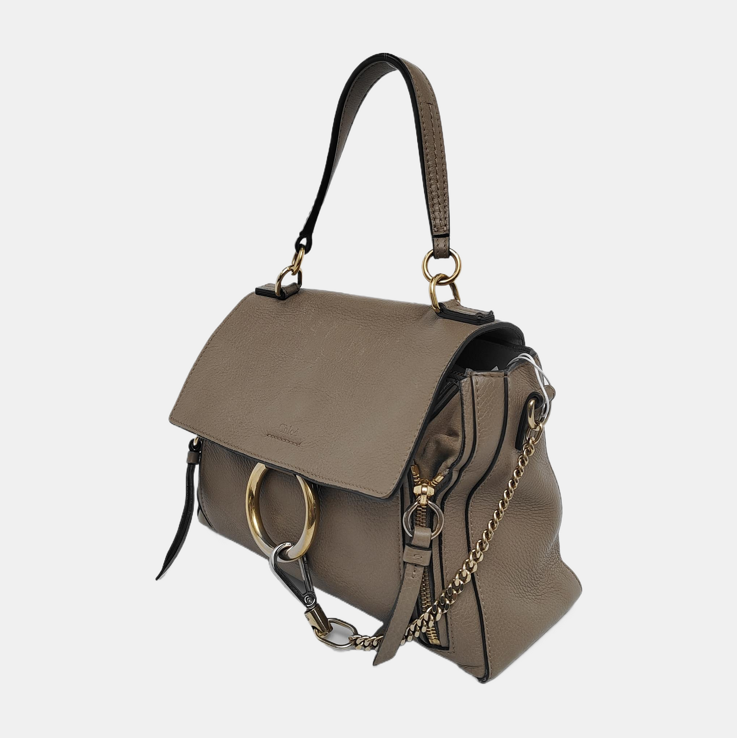 Chloé Faye Medium size Grey Cowhide Single Shoulder Bag Tote Shoulder Bag Crossbody Bag Golden Silver Hardware Removable shoulder strap-(SKU)-939956947