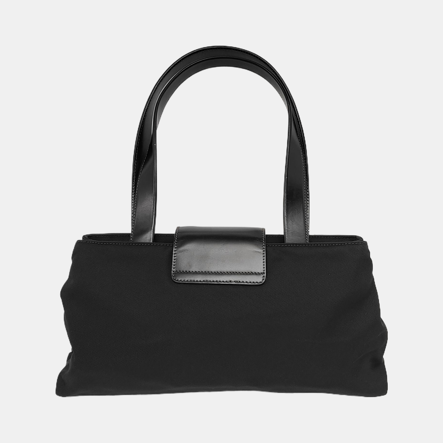 BVLGARI Tote bag Black Fabric Single Shoulder Bag Handbag Silver Hardware-(SKU)-928850108