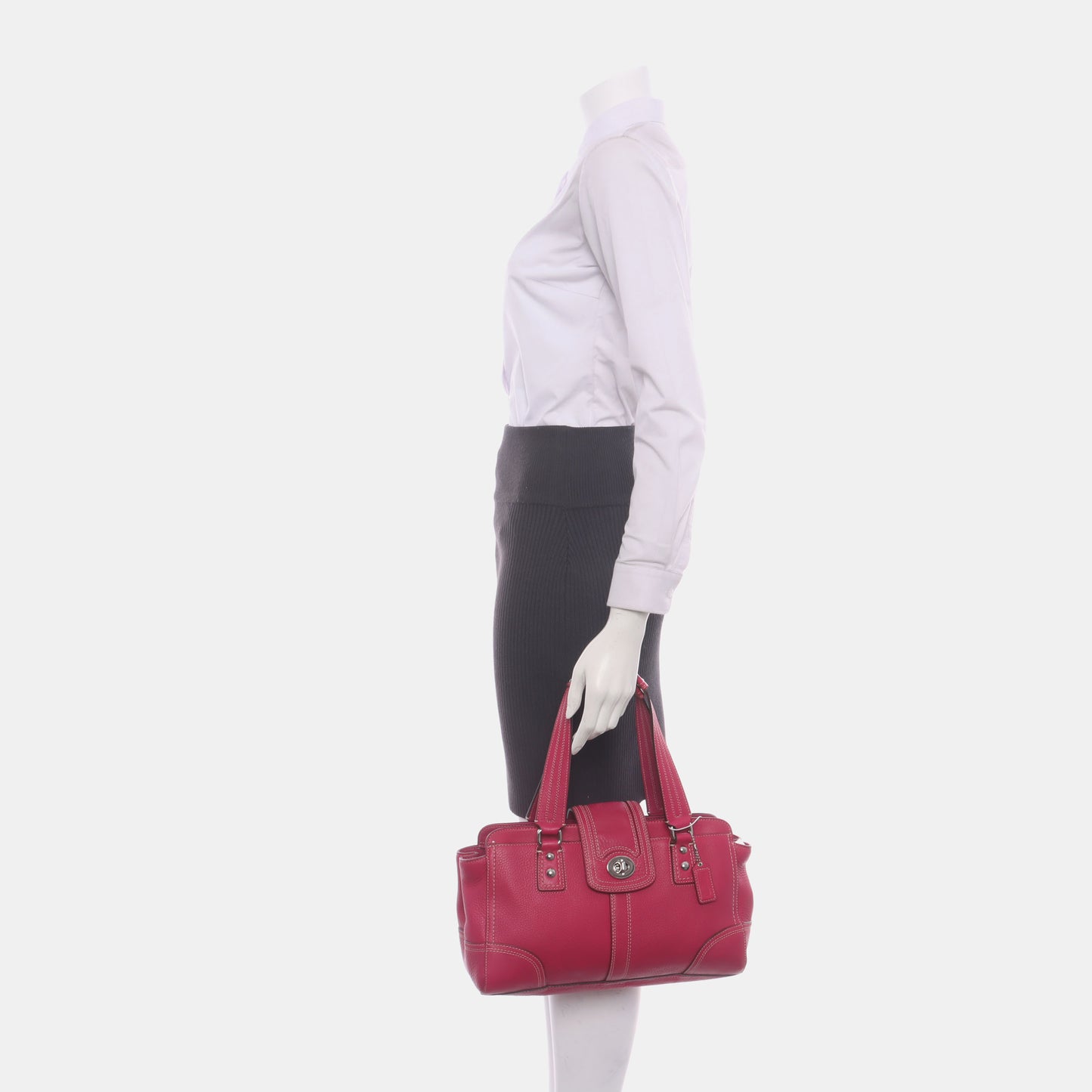 COACH Tote bag Hot Pink Leather Shoulder and Handbag Silver Hardware-(SKU)-933278329