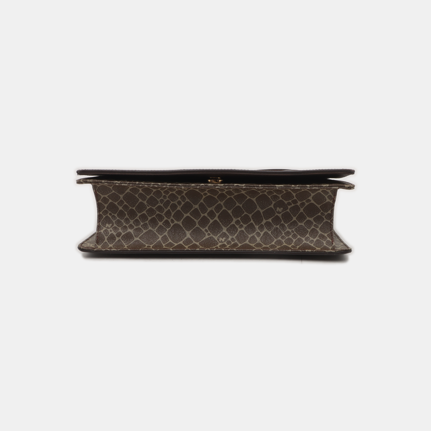 NINA RICCI Khaki Coated Fabric Monogram Single Shoulder Bag Handbag Golden hardware Removable shoulder strap-(SKU)-935601864