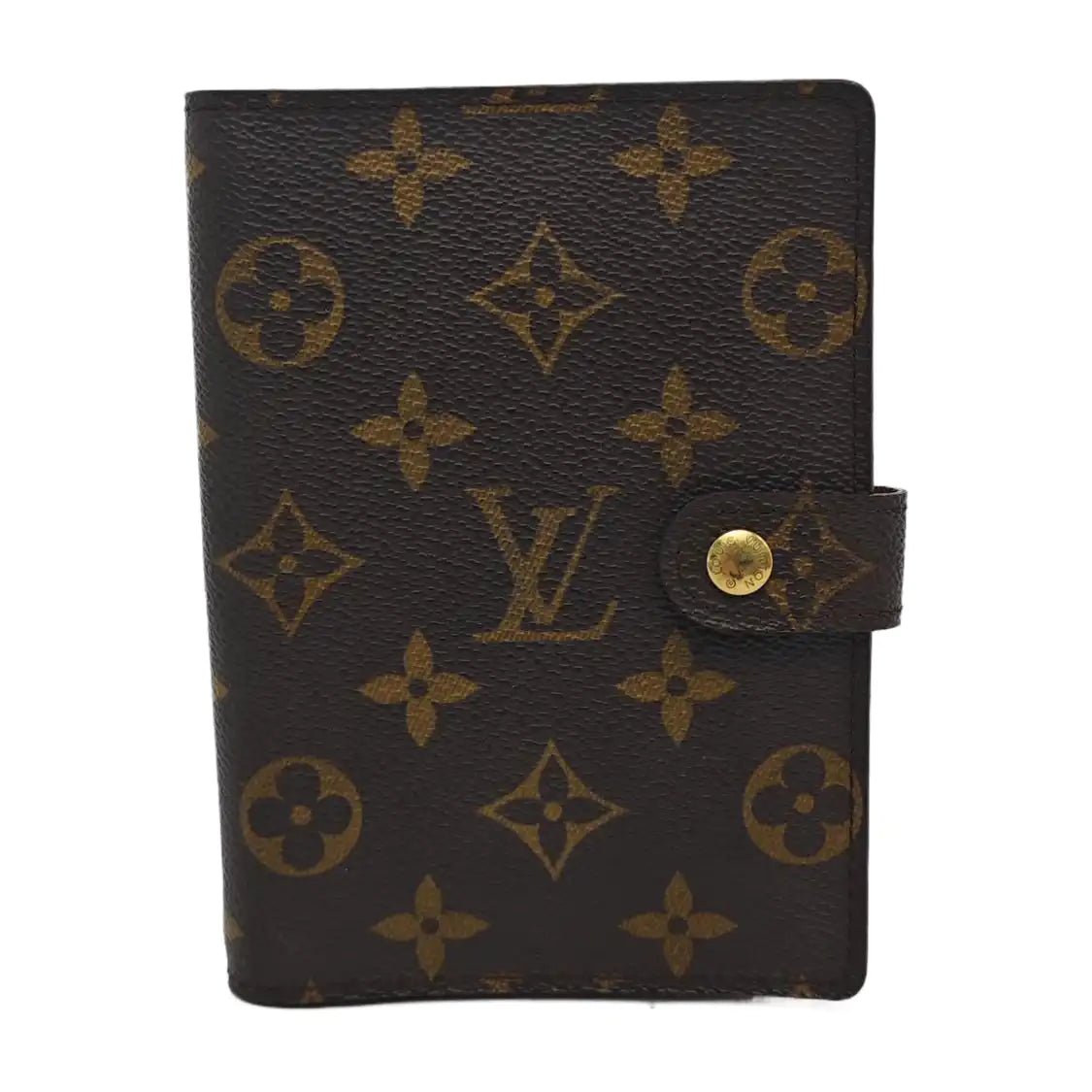 LOUIS VUITTON AGENDA Brown Coated Canvas Monogrammed Tote Handbag Golden hardware Vintage model-(SKU)-943035127