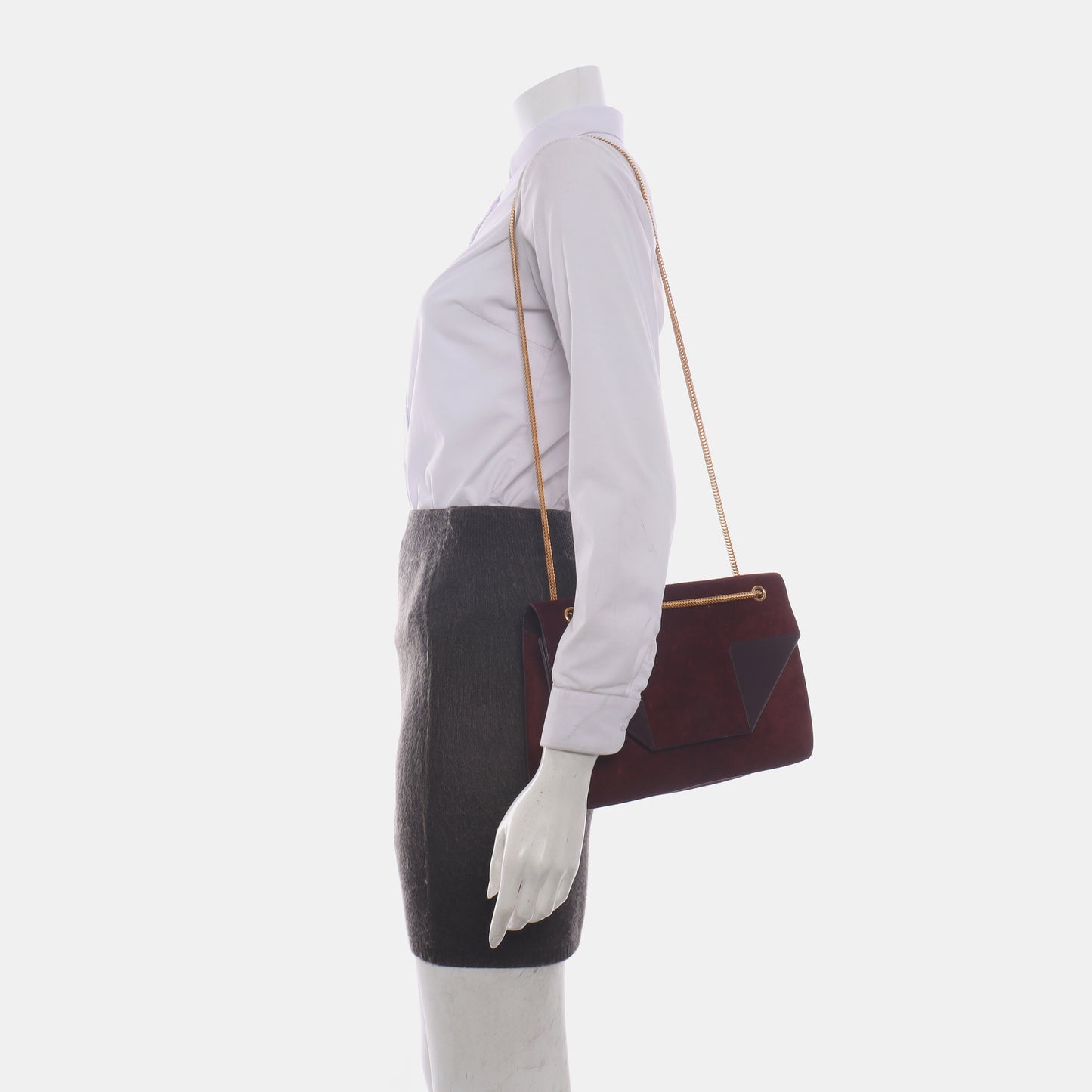 YSL VINTAGE BETTY Burgundy suede leather single shoulder bag crossbody bag Golden hardware-(SKU)-14285934