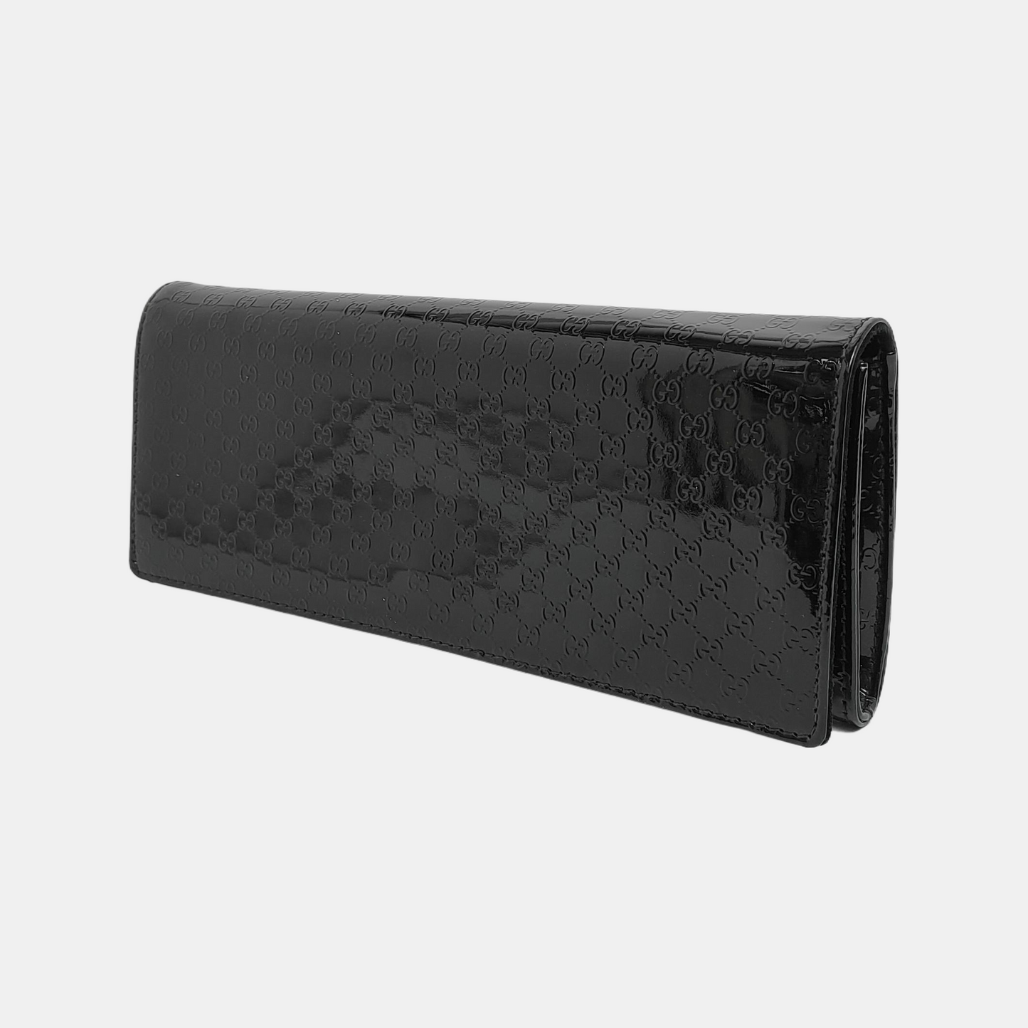 GUCCI Black Patent Leather Monogrammed Woven Handbag Golden hardware-(SKU)-940157438