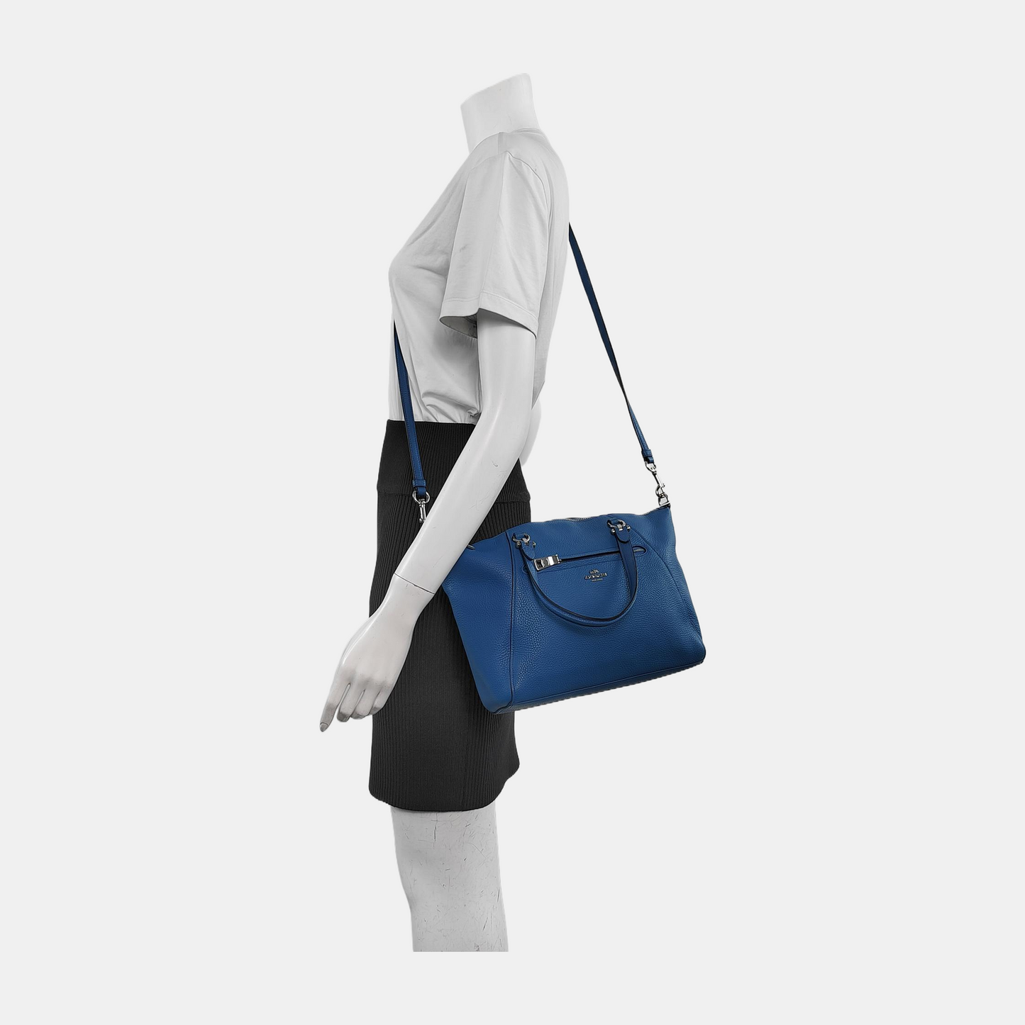 COACH ELISE Blue cowhide crossbody, handbag, shoulder bag Golden hardware Removable shoulder strap-(SKU)-941220883