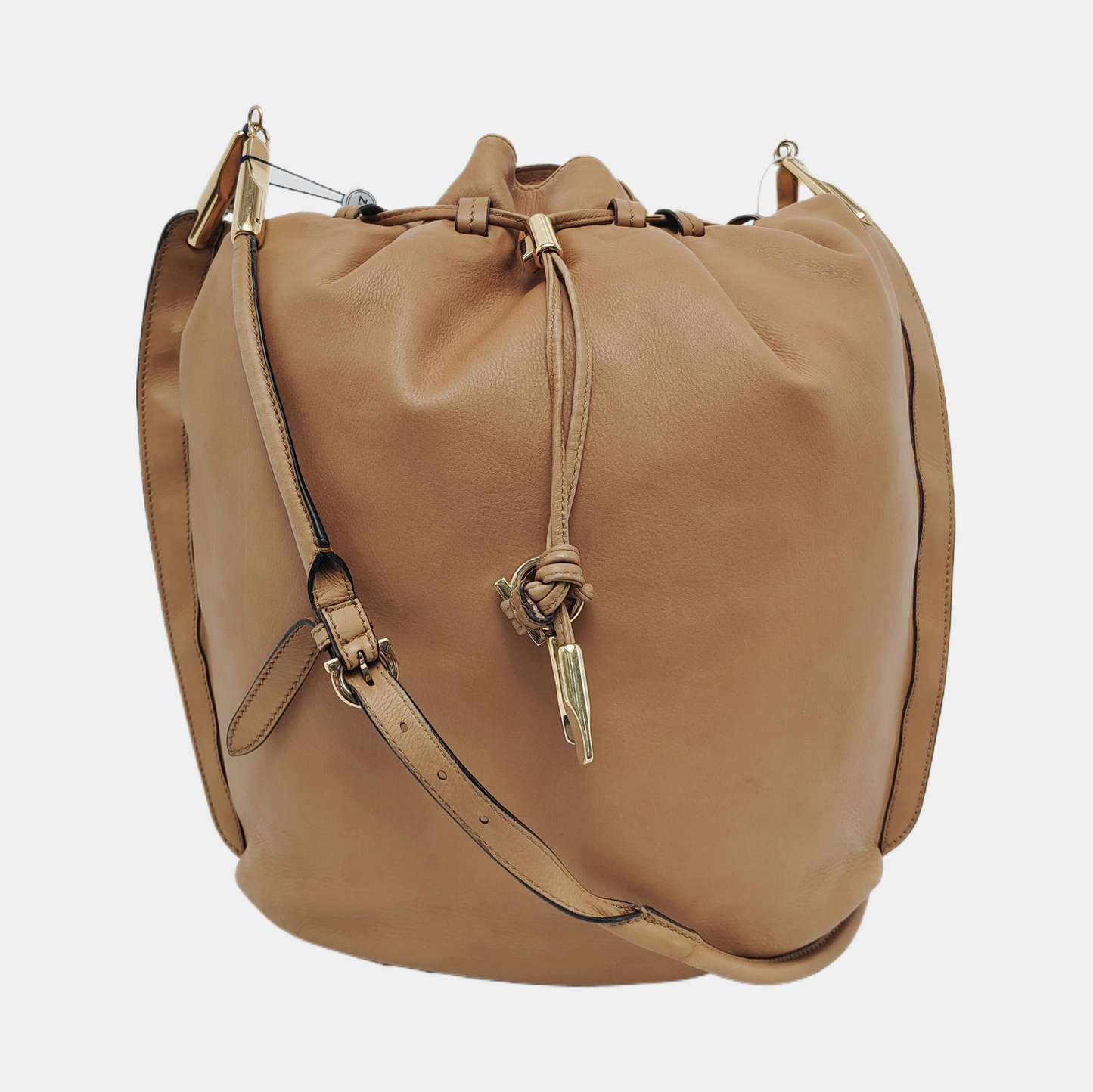 FERRAGAMO Brown Leather Single Shoulder Bag Crossbody Bag Golden hardware-(SKU)-941056767