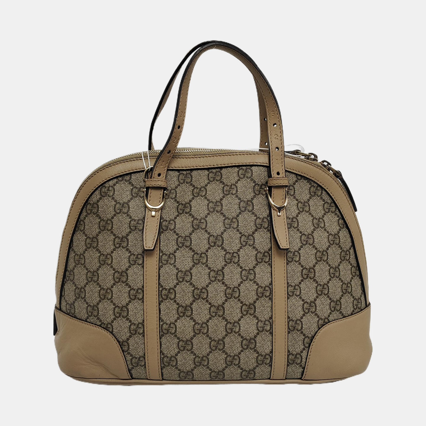 GUCCI Small size Khaki Coated Canvas Monogrammed Single Shoulder Bag Tote Golden hardware Removable shoulder strap-(SKU)-942536212