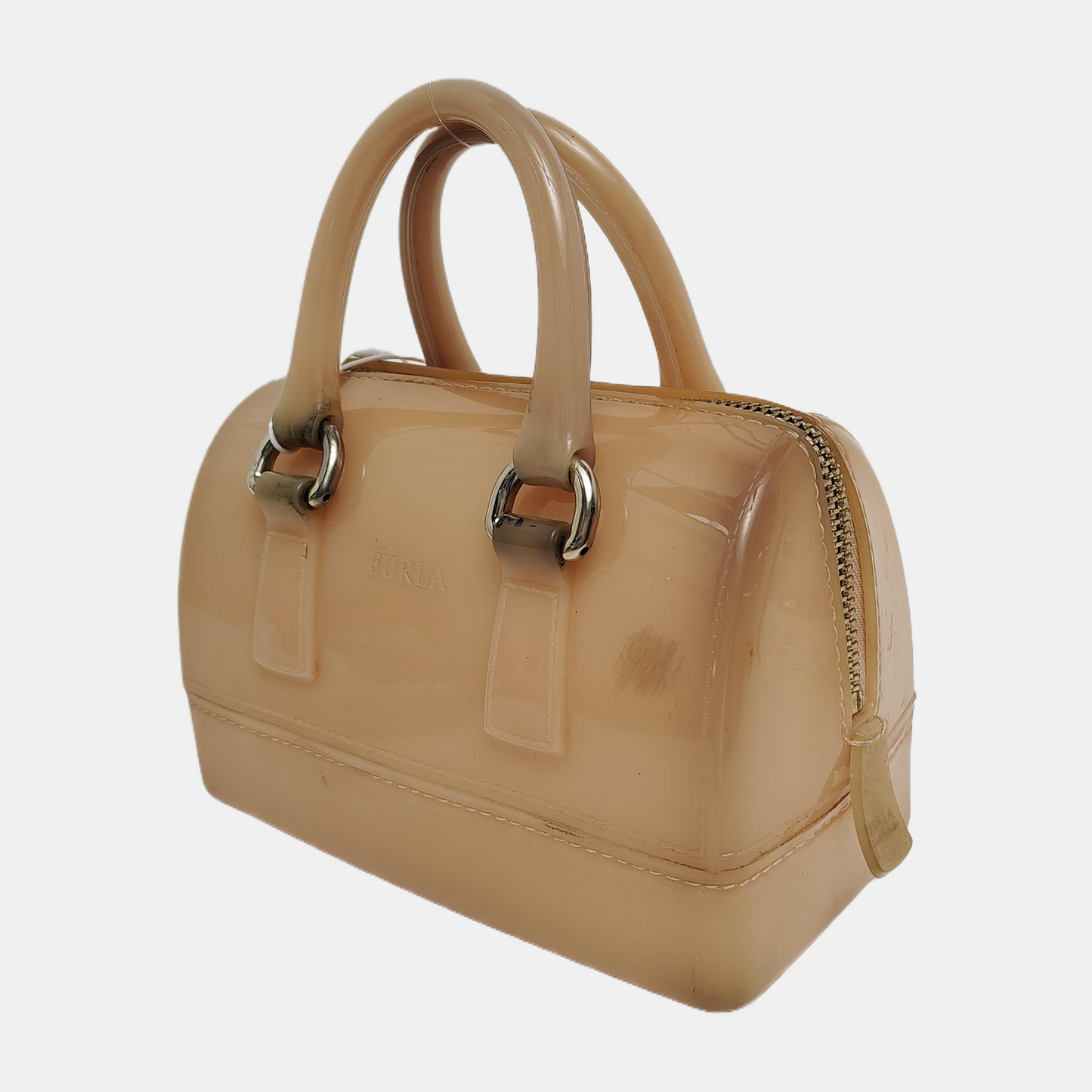 FURLA Candy mini Beige Special Material Crossbody Handbag Single Shoulder Bag Golden hardware Removable shoulder strap-(SKU)-940910047