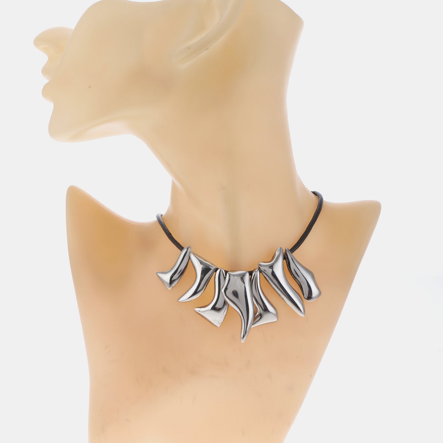 FERRAGAMO Silver Leather Alloy Necklace Length44cm-(SKU)-940395883