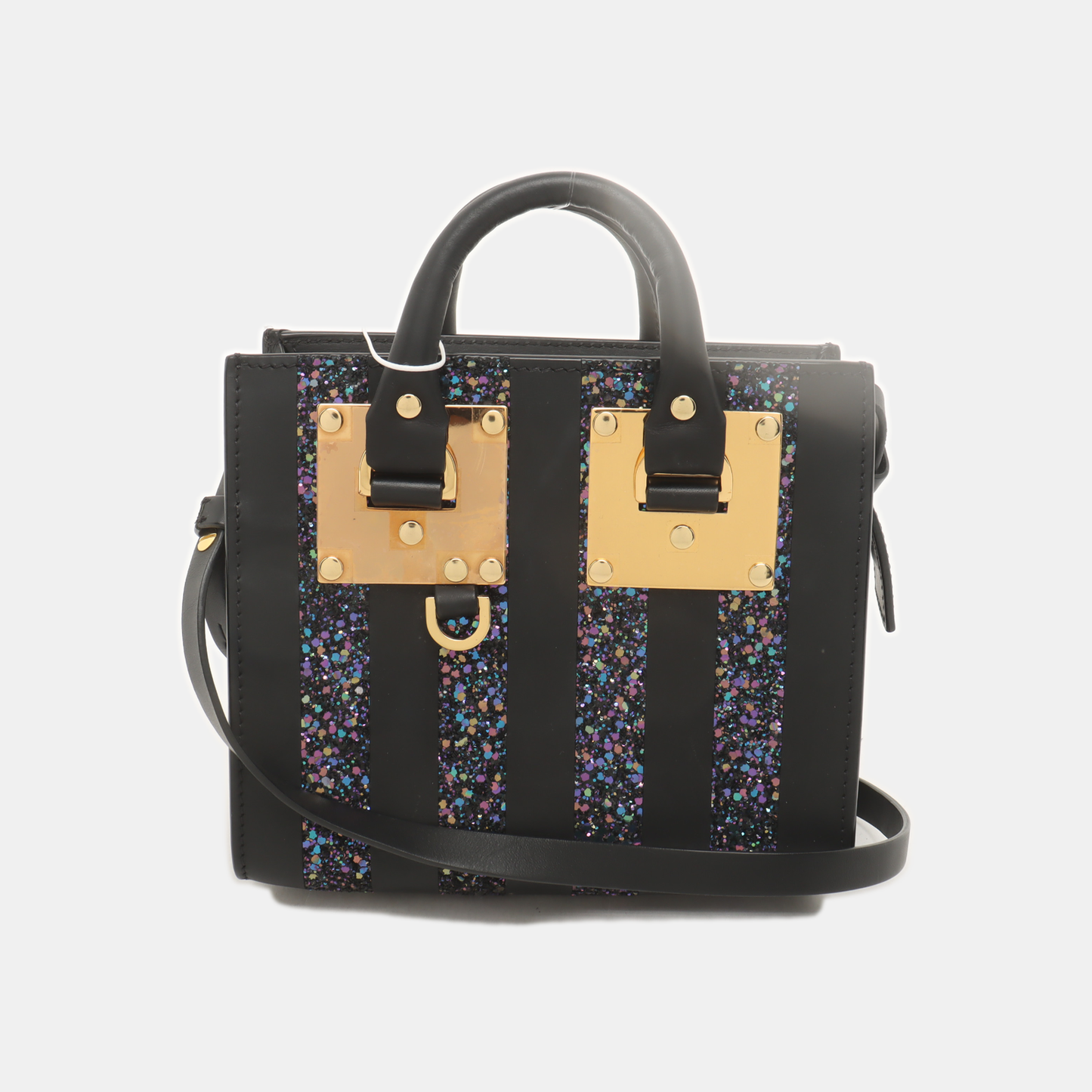 SOPHIE HULME Tote bag Black Leather Embossed Single Shoulder Bag Golden hardware Removable shoulder strap-(SKU)-939128260