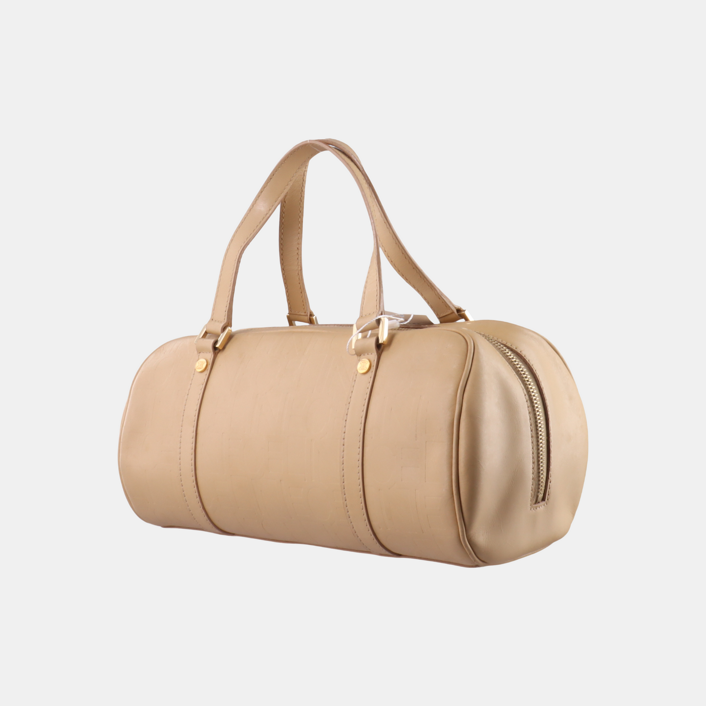 CELINE Beige Leather Embossed Handbag Golden hardware-(SKU)-14139543