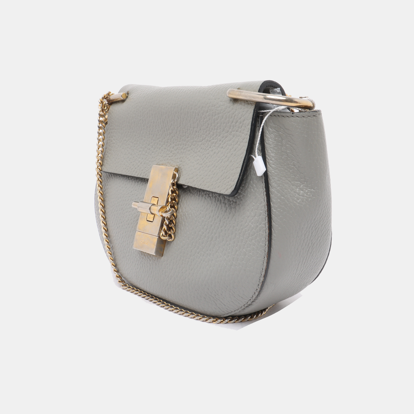Chloé Drew mini Gray Calf Leather Piggy Bag Single Shoulder Bag Golden hardware Removable shoulder strap-(SKU)-13014062