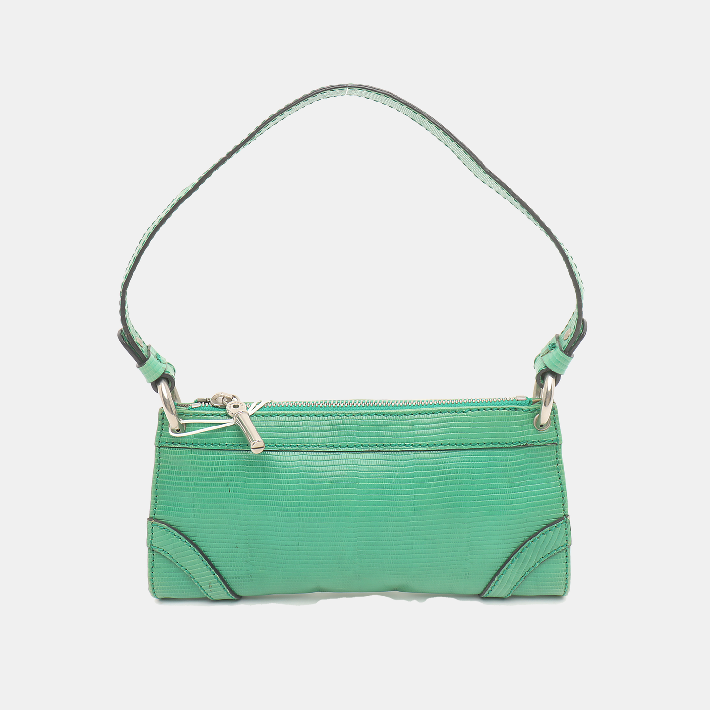 BURBERRY Green Cowhide Embossed Single Shoulder Bag Silver Hardware-(SKU)-934701341