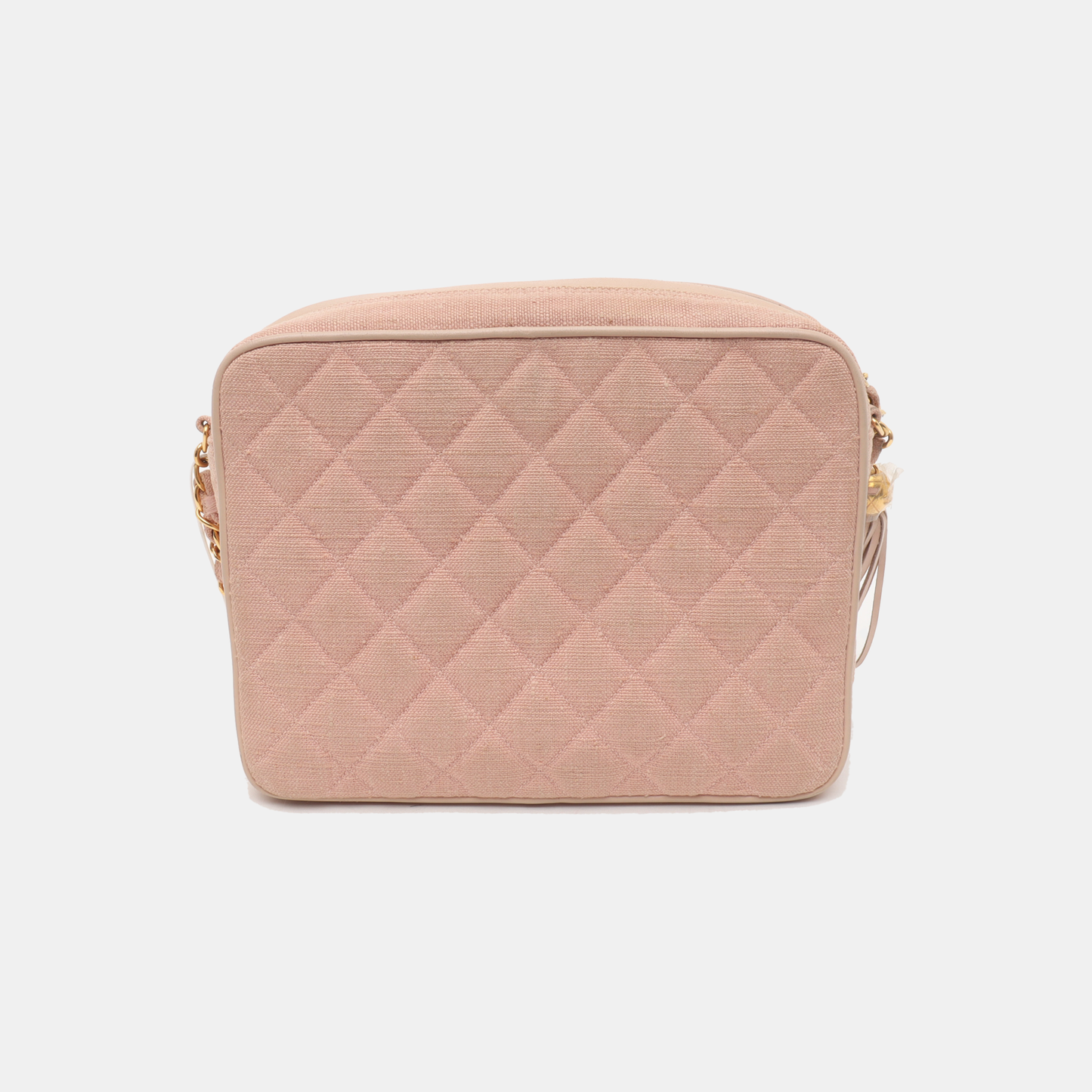 CHANEL VINTAGE HOUSE Pink Canvas Quilted Matelassé Shoulder Bag Crossbody Bag Golden Hardware Vintage-(SKU)-935345202