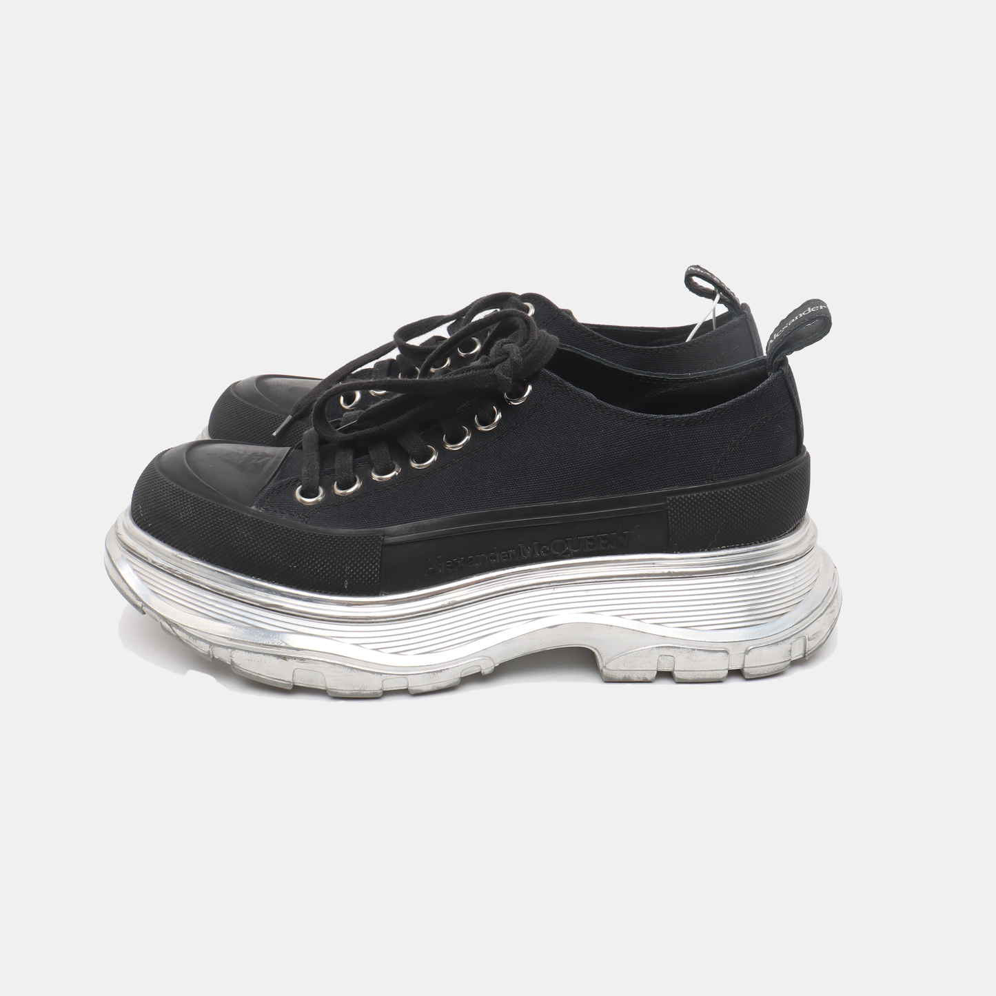 Alexander McQUEEN 37.5code Spring and Autumn Black Fabric Women's Casual Sports Shoes-(SKU)-14169326